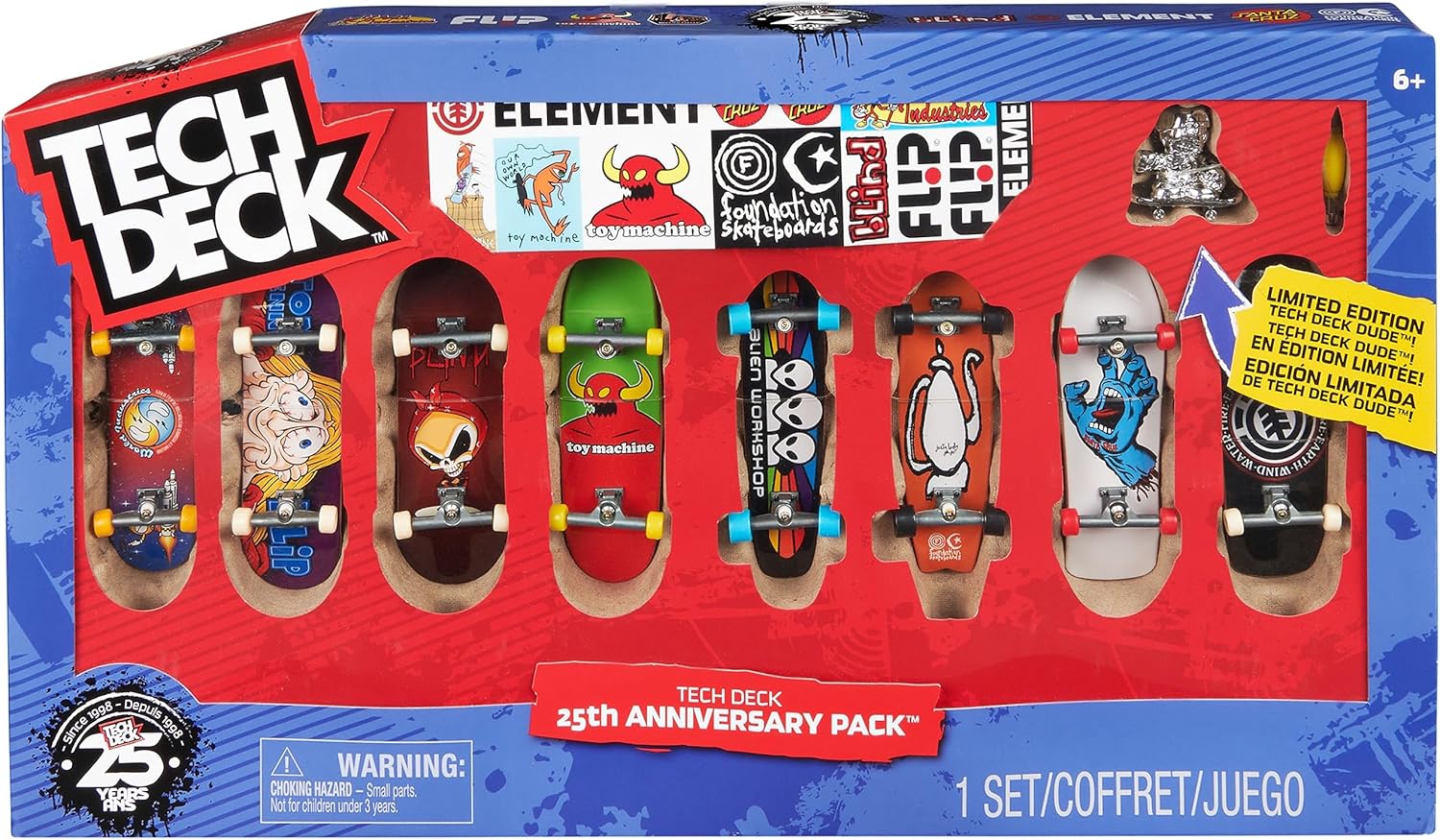 Tech Deck 25th Anniversary 8-Pack with Exclusive Silver Collector's Edition Figure 1