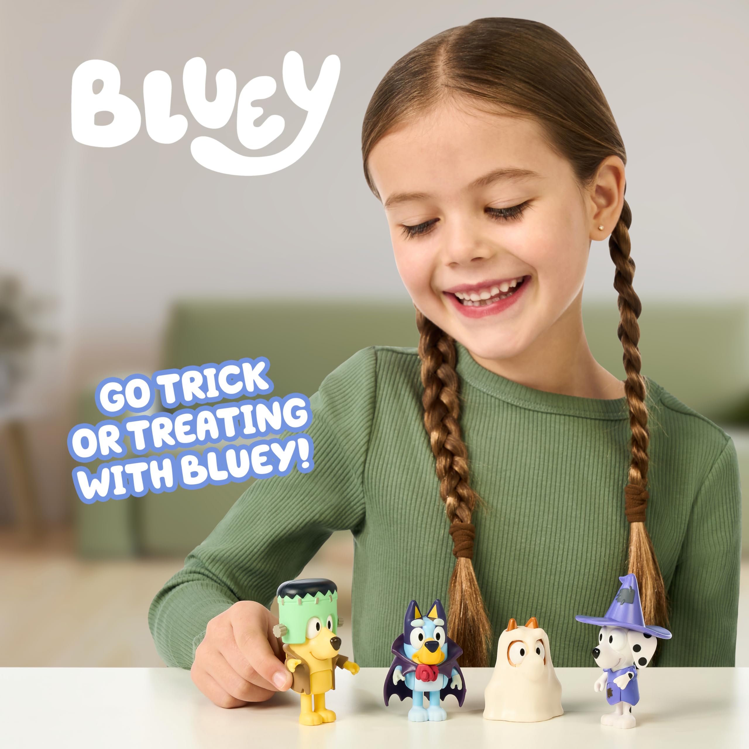 Bluey Halloween Figure 4-Pack - 2.5 Inch Poseable Figures of Bluey, Bingo, Chloe, Lucky | Multicolor