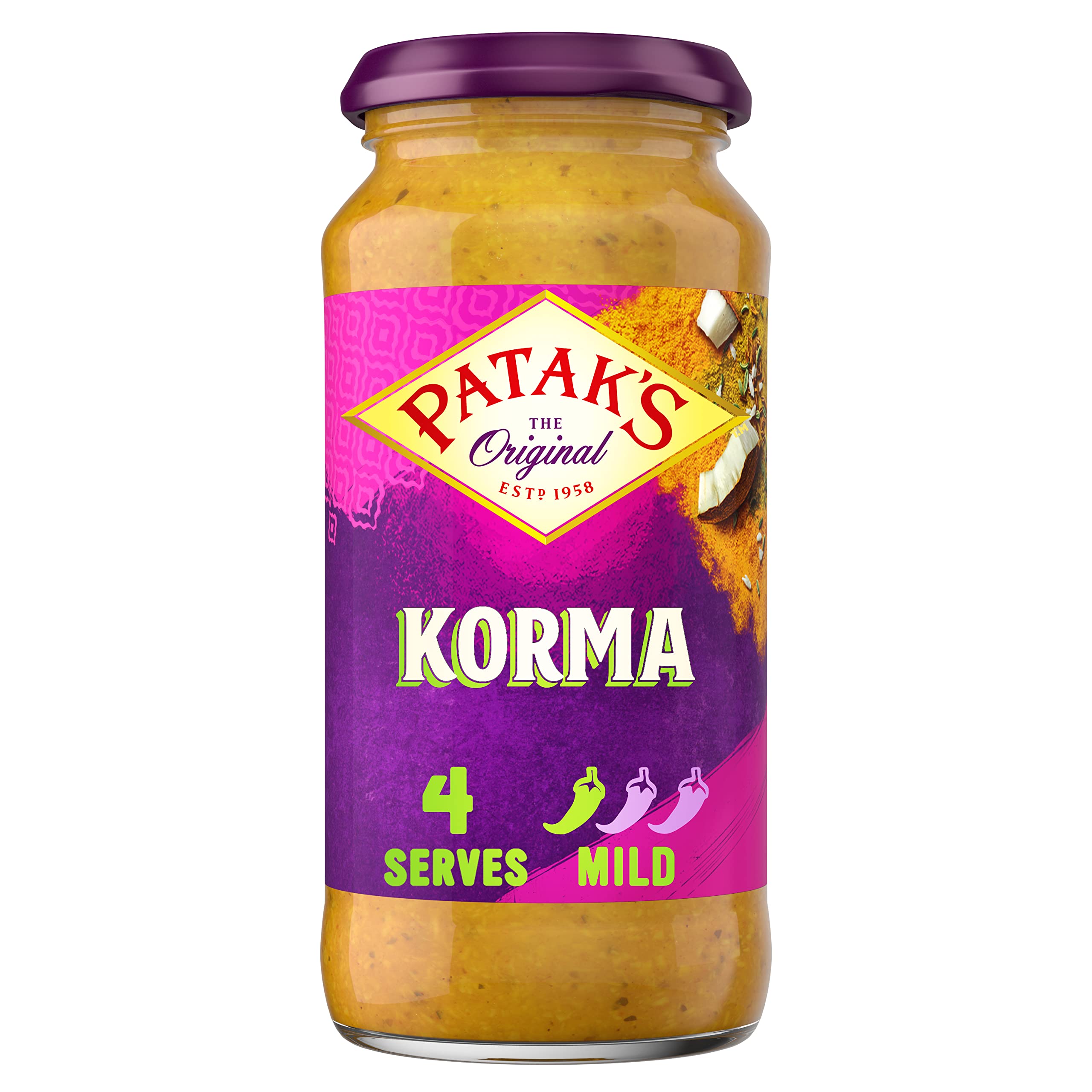 Patak's Korma Curry Sauce - Mild & Creamy Indian Cuisine | 450g Jar