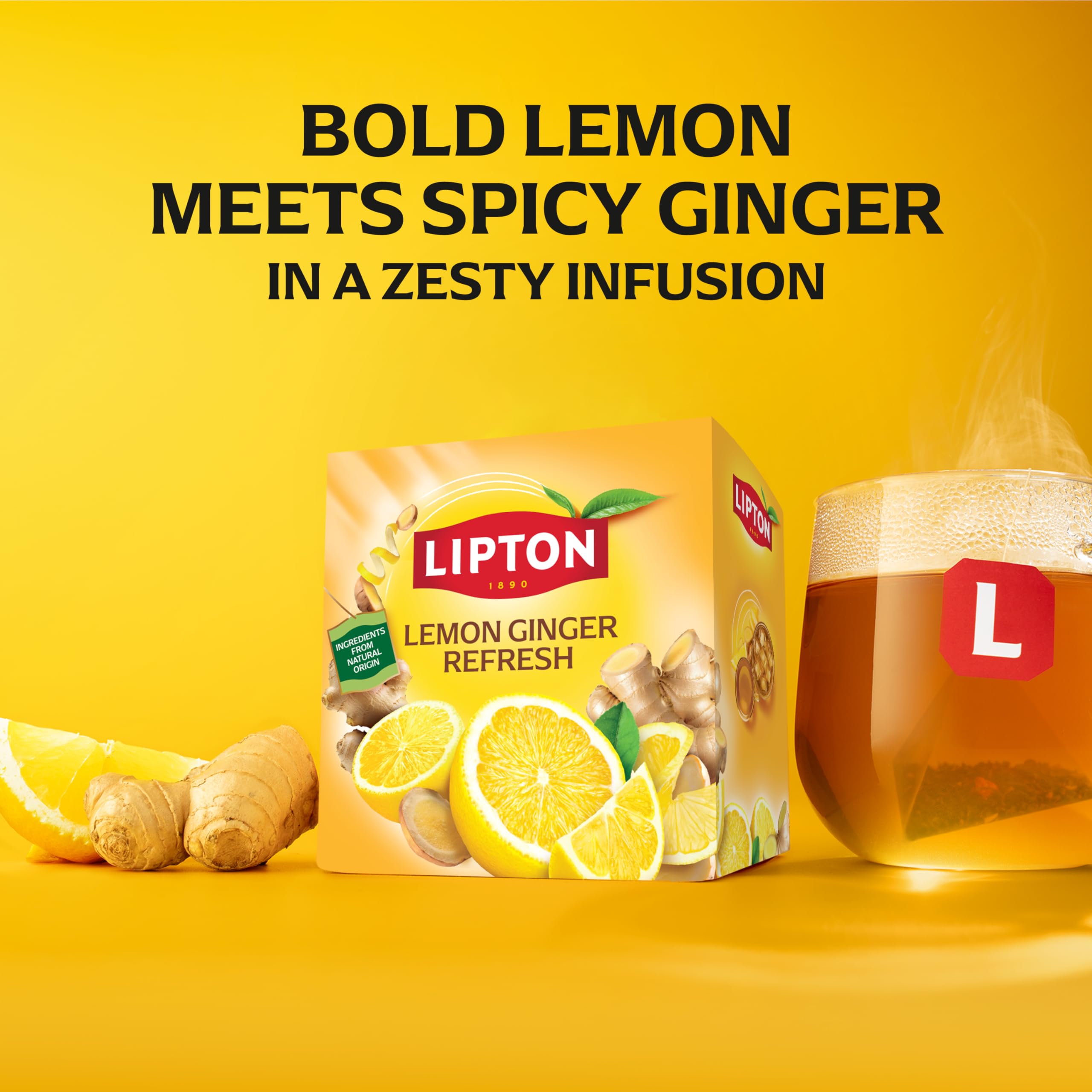 Lipton Lemon Ginger Refresh Fruit Infusion Herbal Tea Bags - 20 Count, Caffeine Free 2