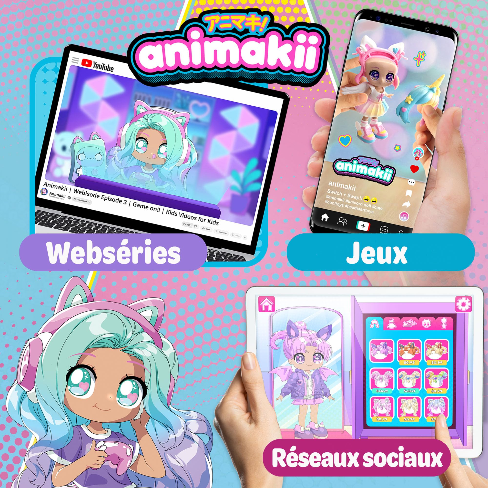 Animakii Fashion Doll – Unicorn & Bat Style Customisable Doll with 32+ Looks, 5+ Years 2