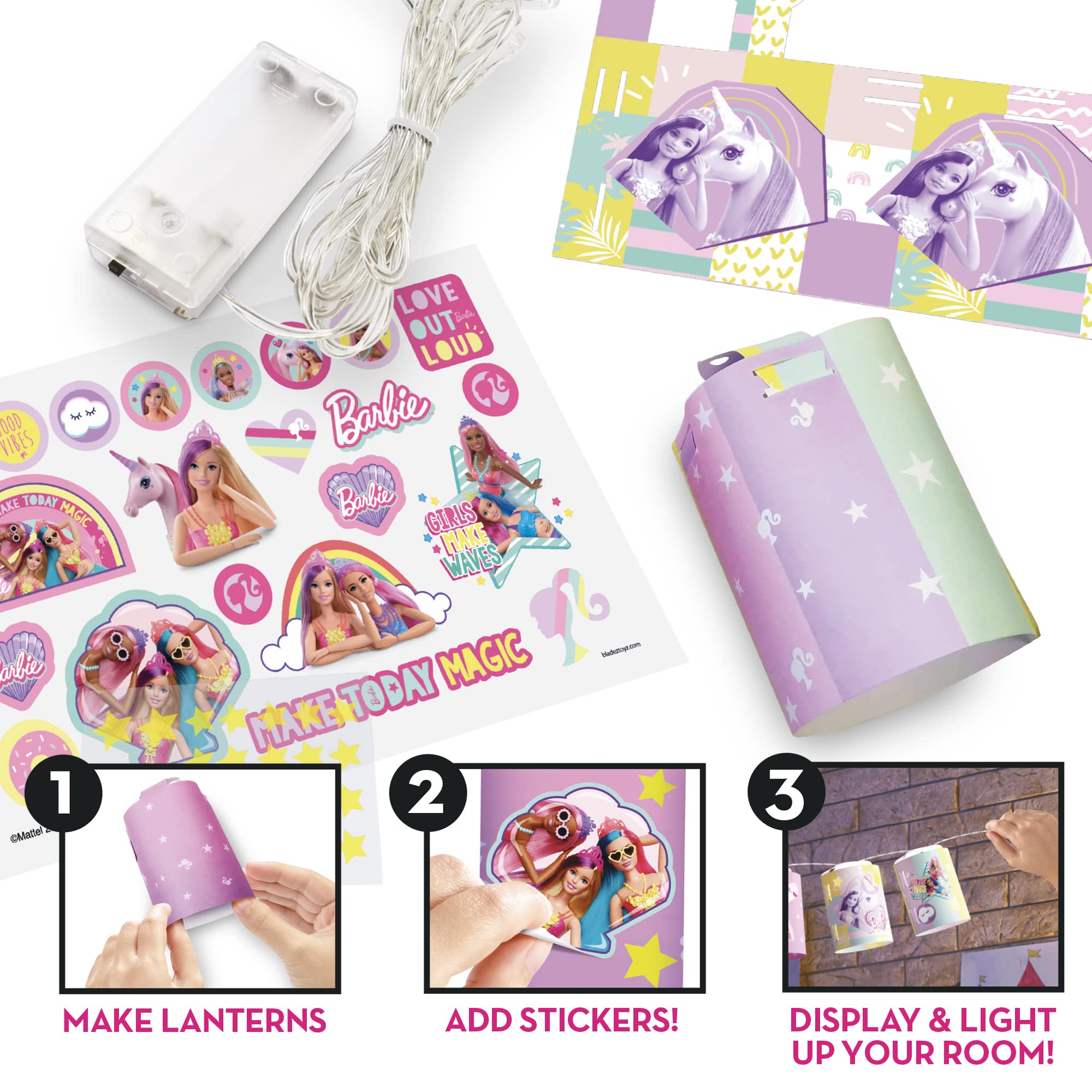BLADEZ Barbie Make Your Own Fairy Lanterns Activity Set | 10 LED Lights & Stickers | Ages 6-12 4