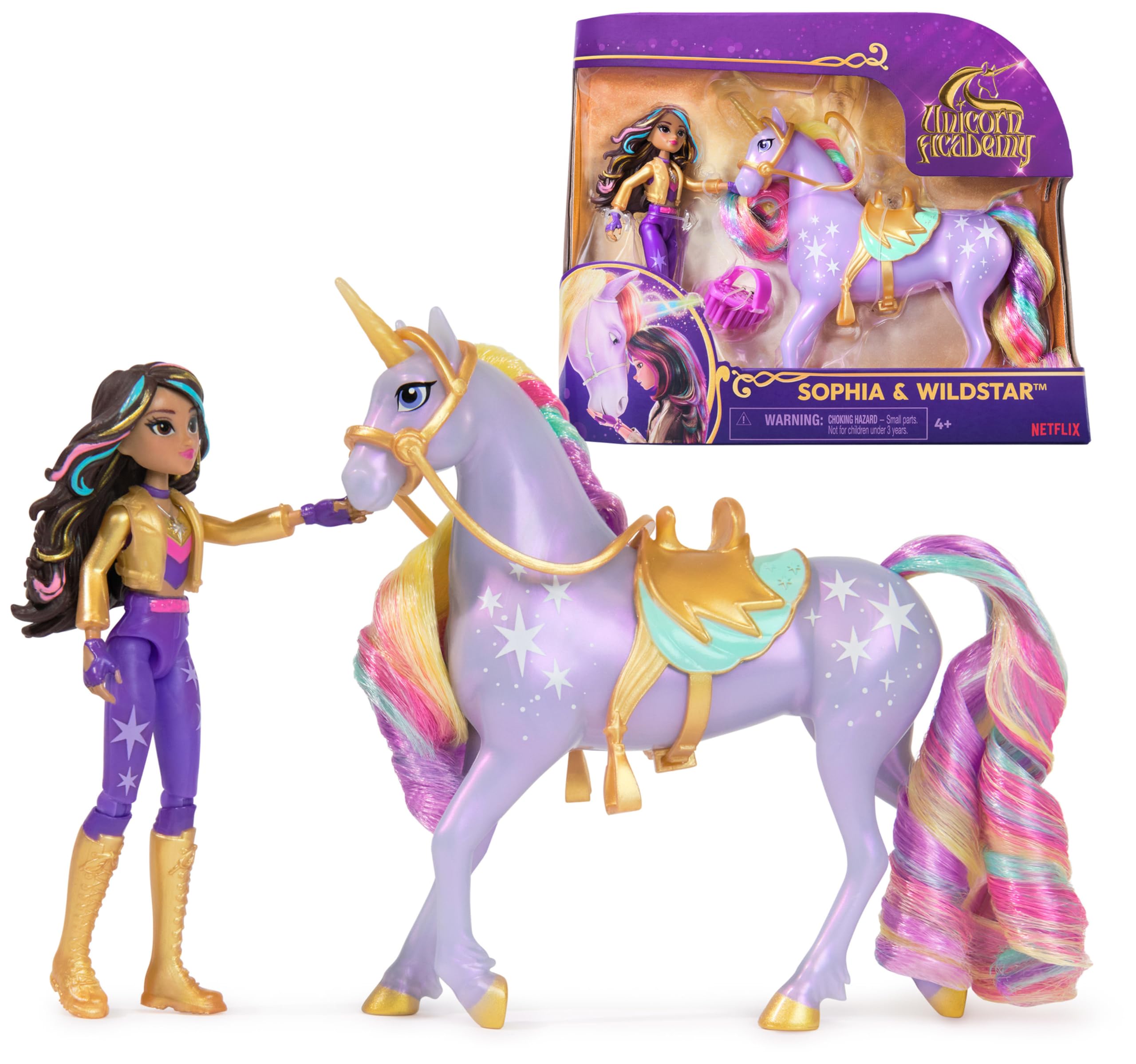Unicorn Academy Sophia & Wildstar Playset with 2 Riding Accessories and Hair Styling Tool | Ages 4+