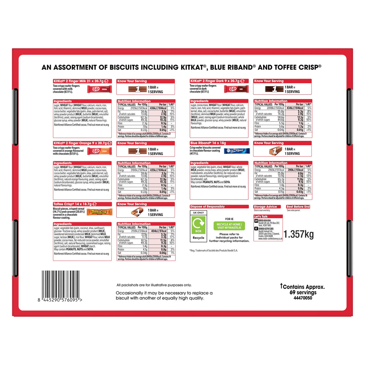 KitKat and Friends Big Biscuit Box - 69 Chocolate Biscuit Bars, 5 Flavours