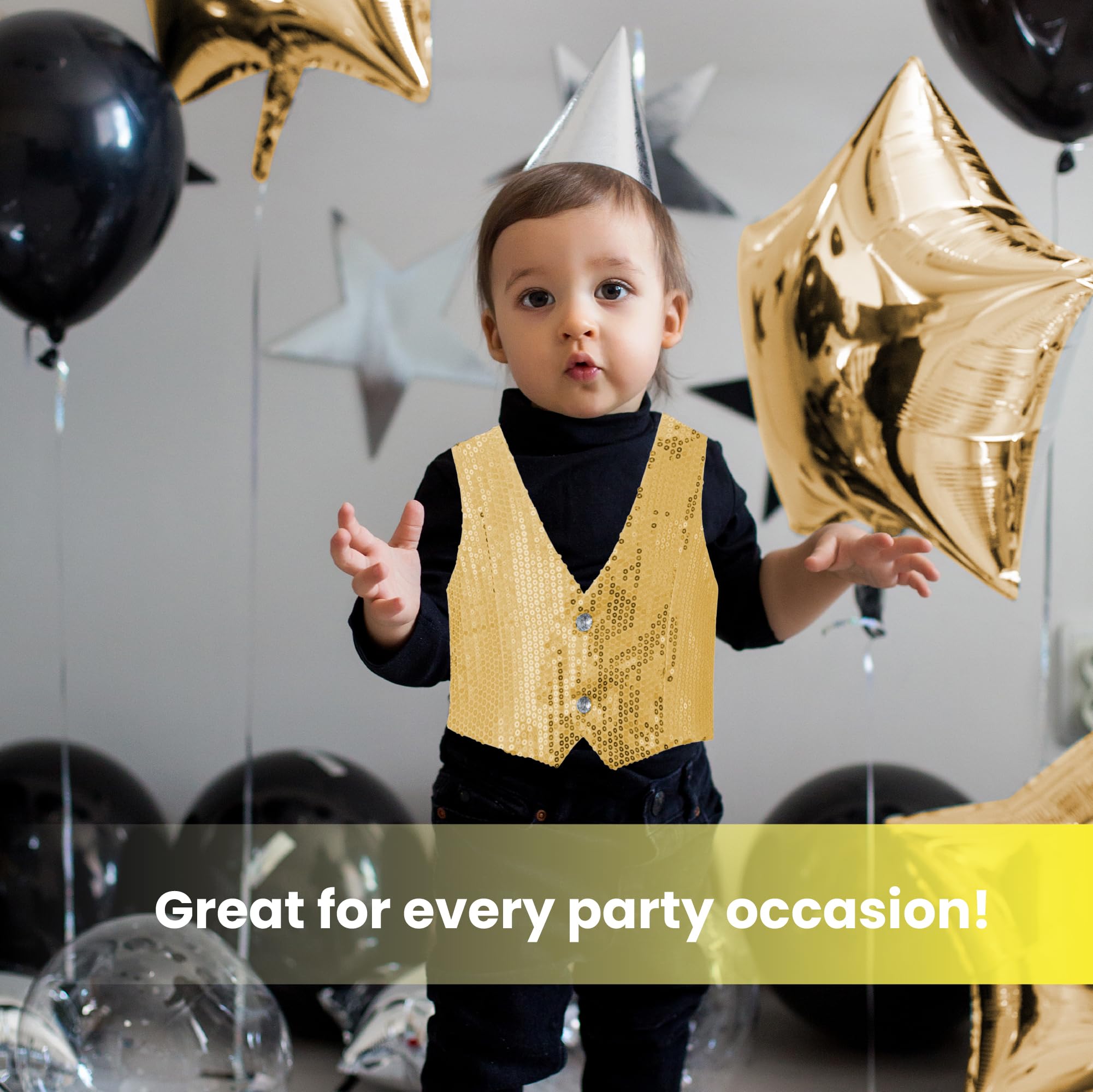 Dress Up America Gold Sequin Vest Costume - Kids 8-10 Years 6