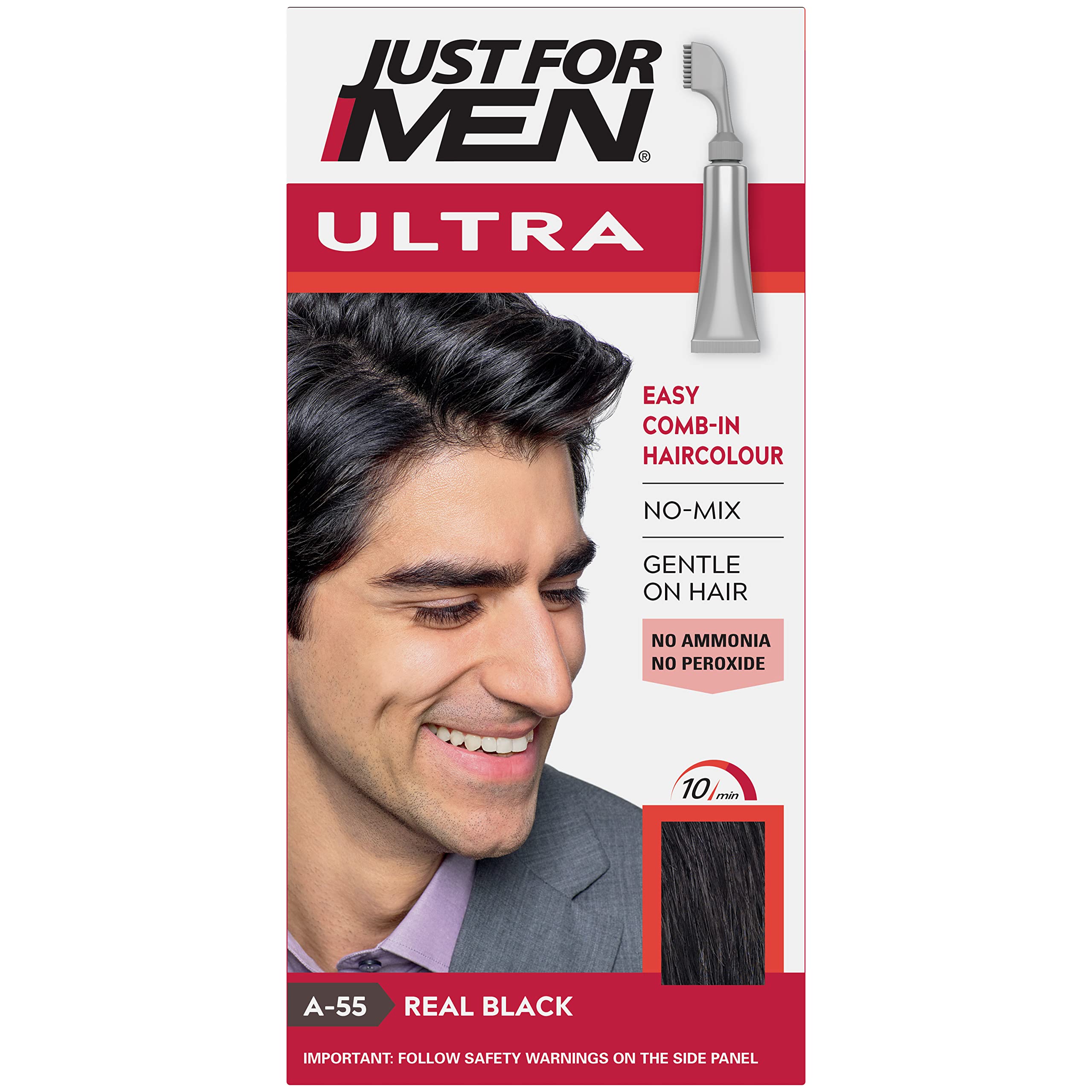 Just For Men Ultra Real Black Hair Colour Dye – Comb-In Applicator, Ammonia & Peroxide Free (A55) 1