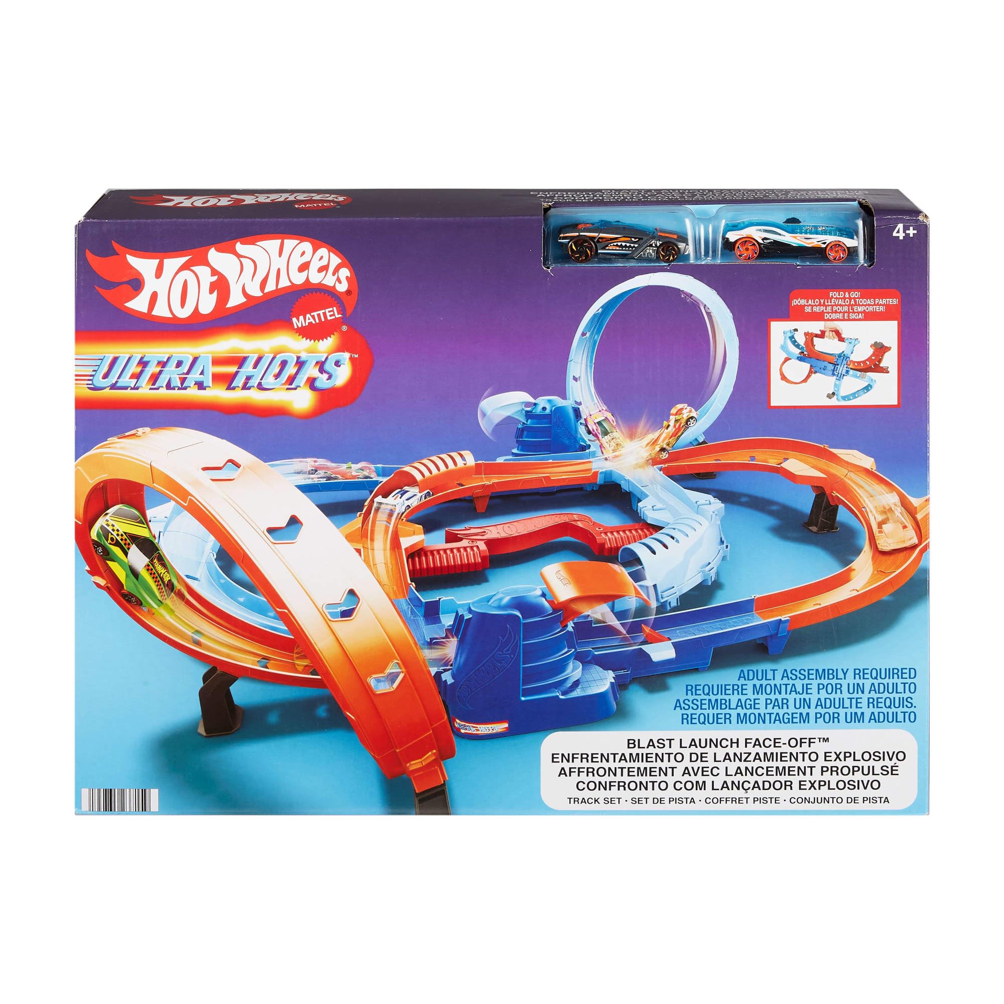 Hot Wheels Ultra Hots Blast Launch Face-Off Track Set - 2 Car Race & Crash Playset for Kids 7