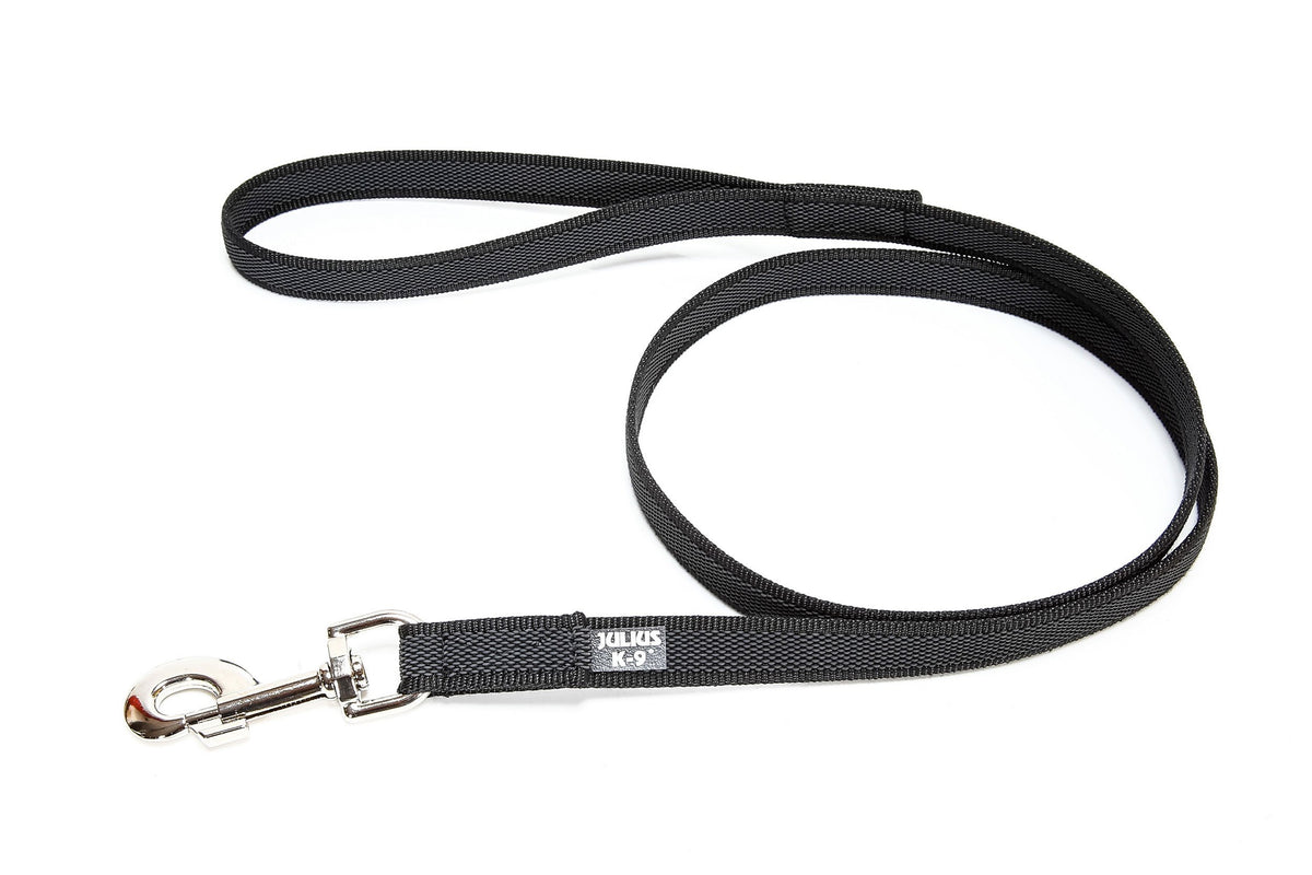 Julius-K9 Color & Gray Super-Grip Leash with Handle - 14 mm x 2 m, Black-Gray