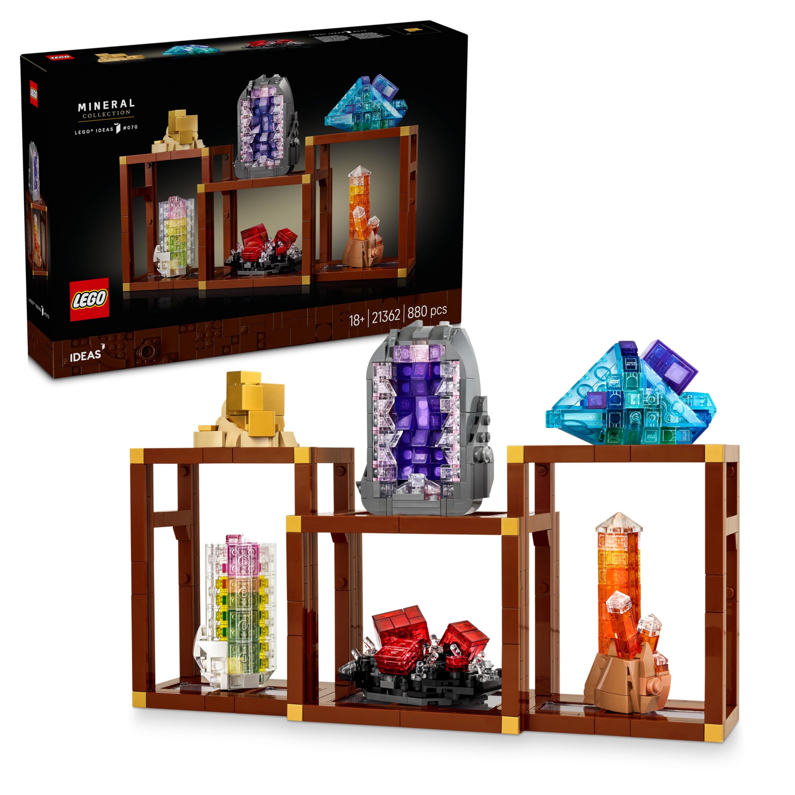 LEGO Ideas Mineral Collection Building Set - 880-Piece Adult Craft Kit with 6 Mineral Models 1