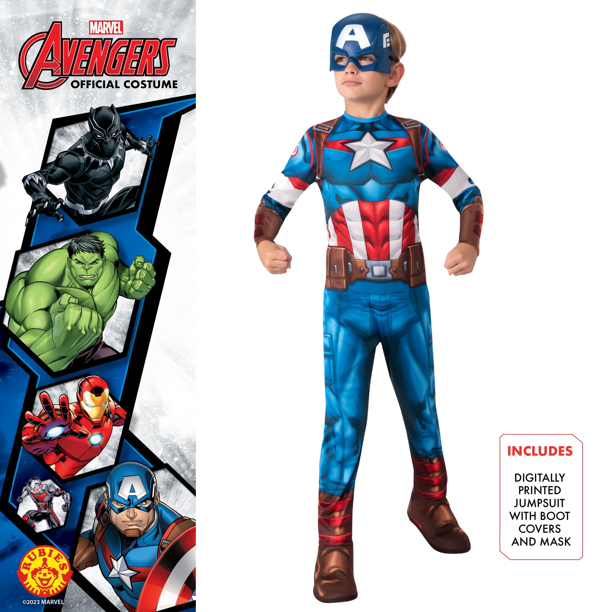 Rubies Captain America Kids Fancy Dress Costume - Boys Size 5-6 Years | Polyester 2