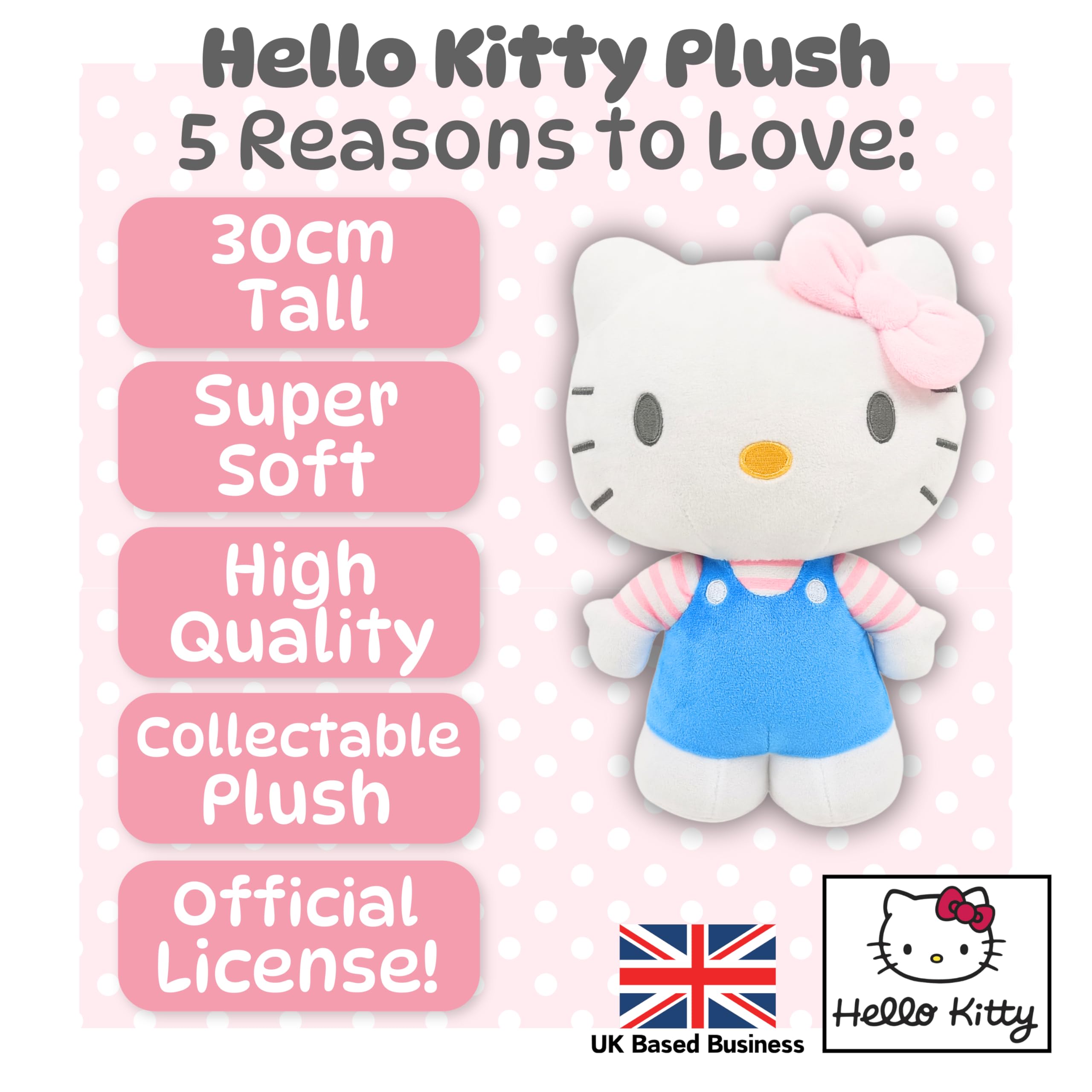 Hello Kitty Official Plush - 30 CM Large Standing Blue, Sanrio Collectible 3