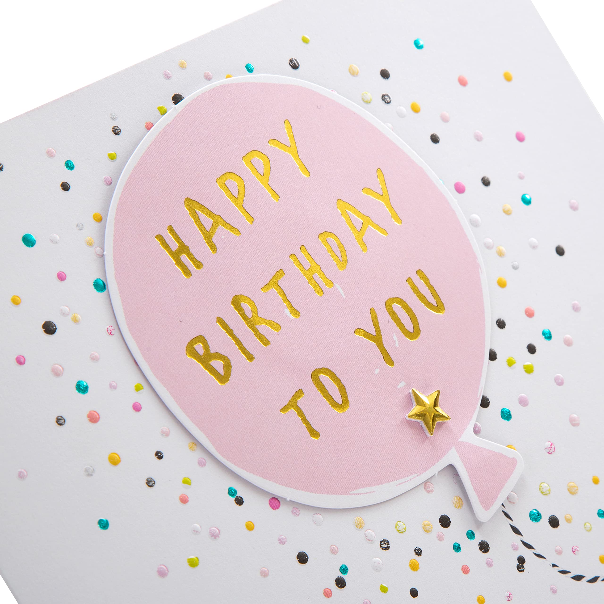 Hallmark Birthday Card - 3D Effect Balloon Design | 19.8cm x 19.8cm | Blank Inside