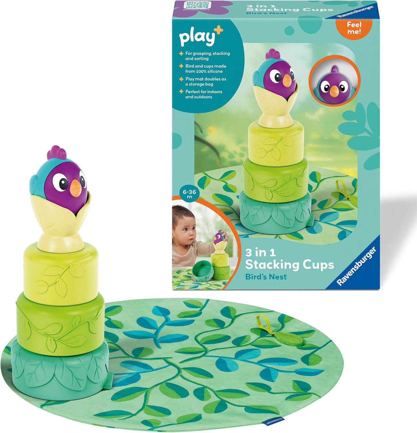 Ravensburger Play+ 3-in-1 Bird's Nest Stacking Cups - Baby Toys for 6 Months and Up 1