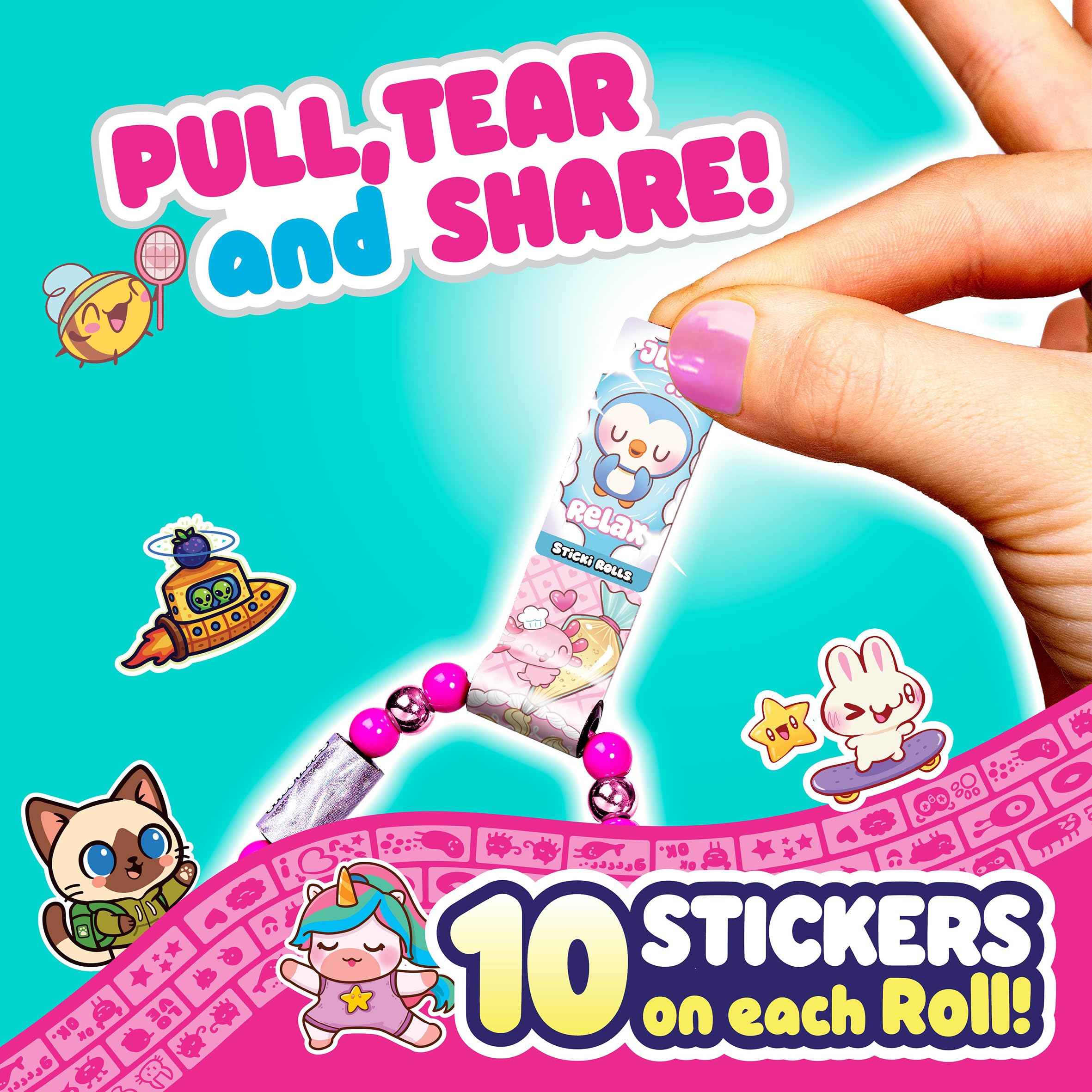 STICKI ROLLS Sticki Band Single Pack S3 - Wearable, Shareable Sticker Bracelets | Ages 5+ 4