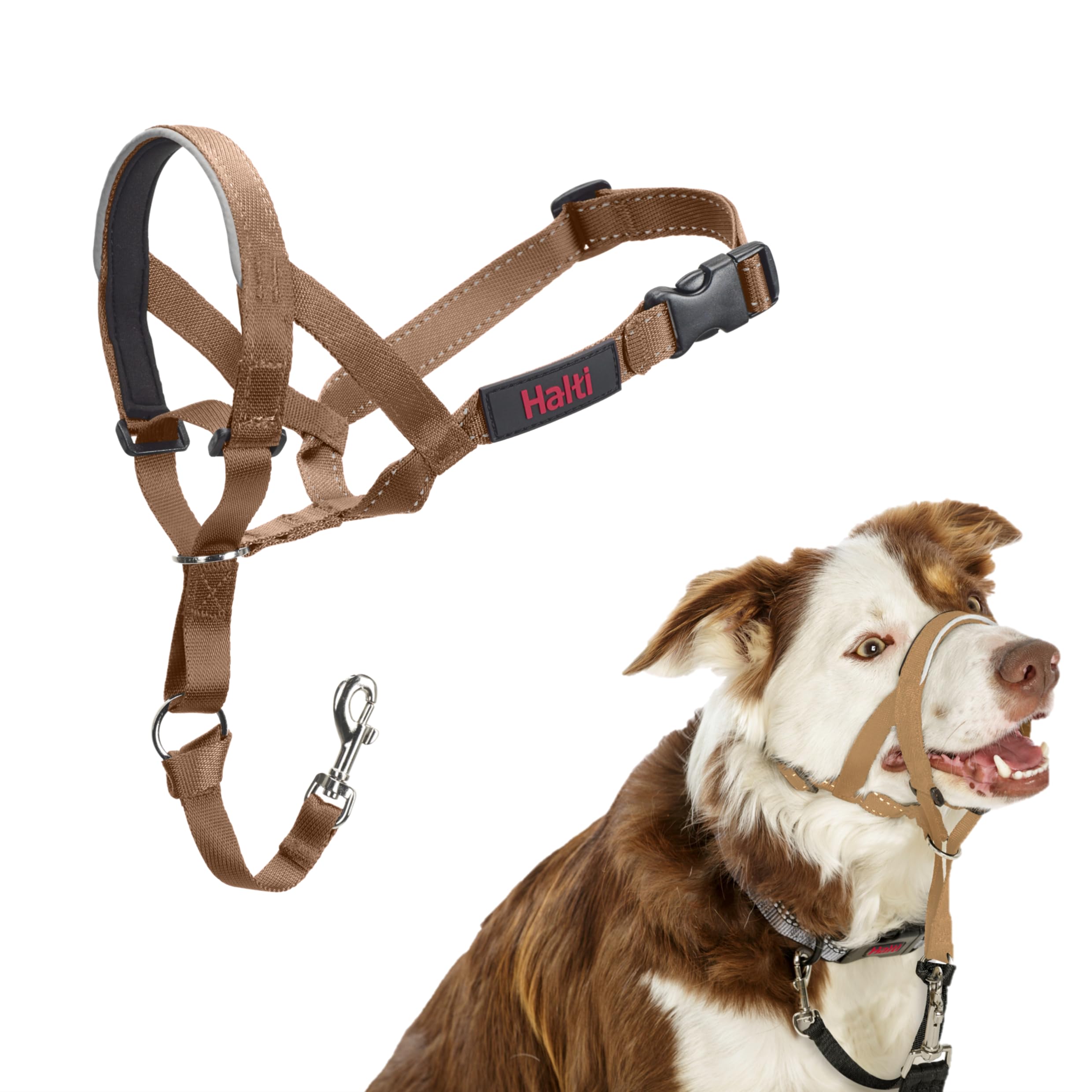 Halti Headcollar - Stop Pulling | Size 2 | Desert Sand | Reflective 1