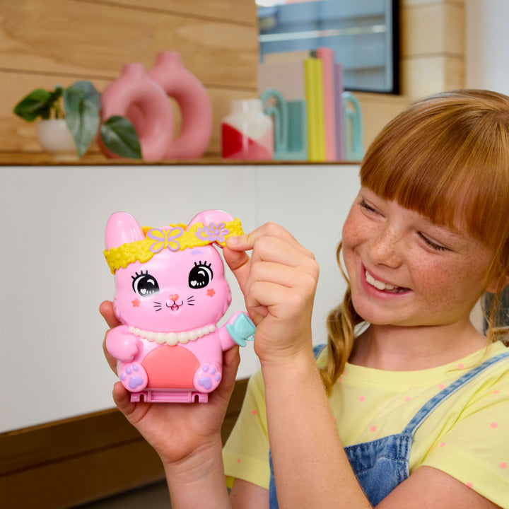 Polly Pocket Tea Party Bunny Compact Playset - Doll with 10 Accessories & 2 Pet Bunnies, Ages 4+