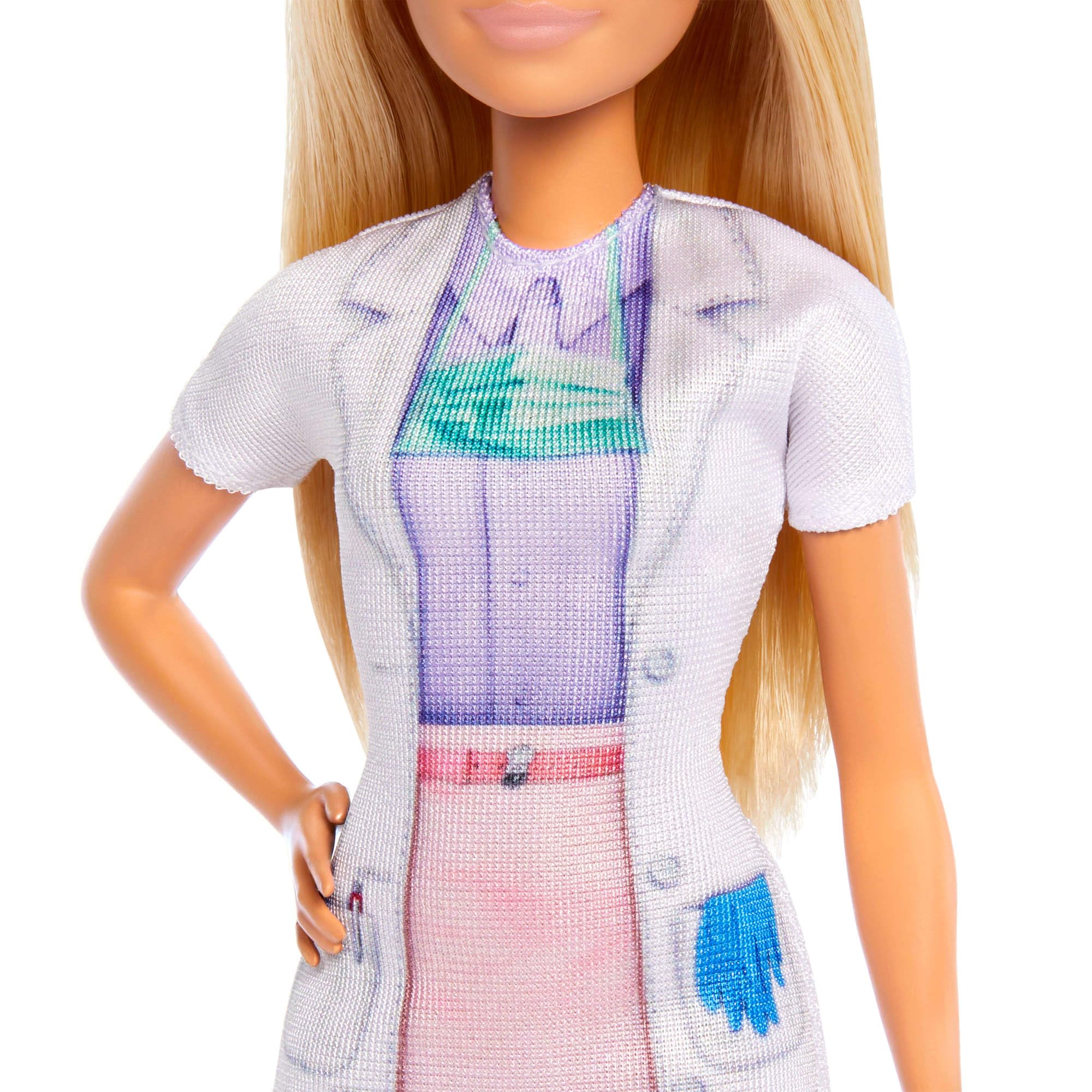 Barbie Dentist Doll Playset - Blonde Fashion Doll with Blue Dress, Lab Coat & Dental Accessories for Kids 3+ 5