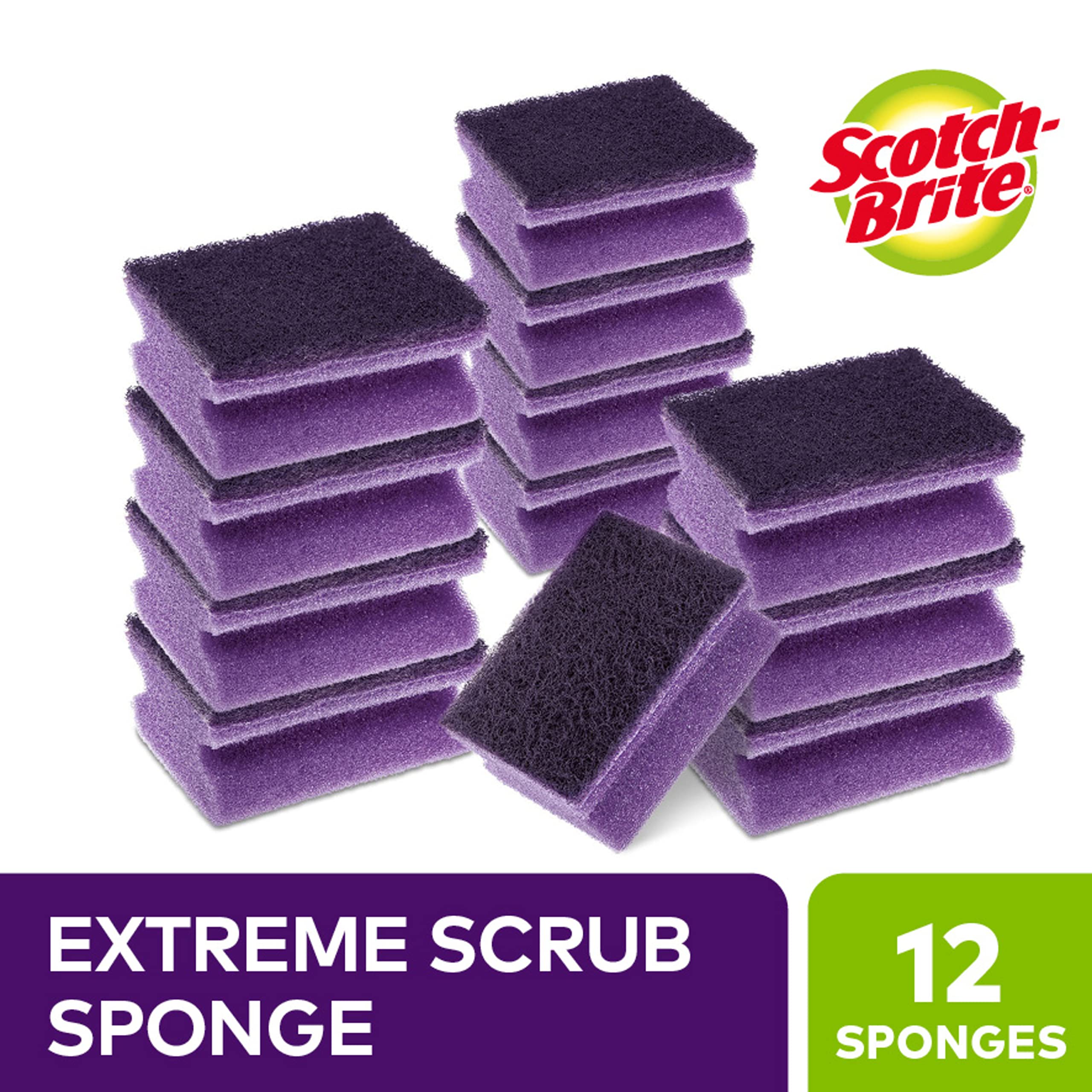 Scotch-Brite Extreme Scrub Sponge - High Performance Scourer for Tough Dirt | 12 Pack