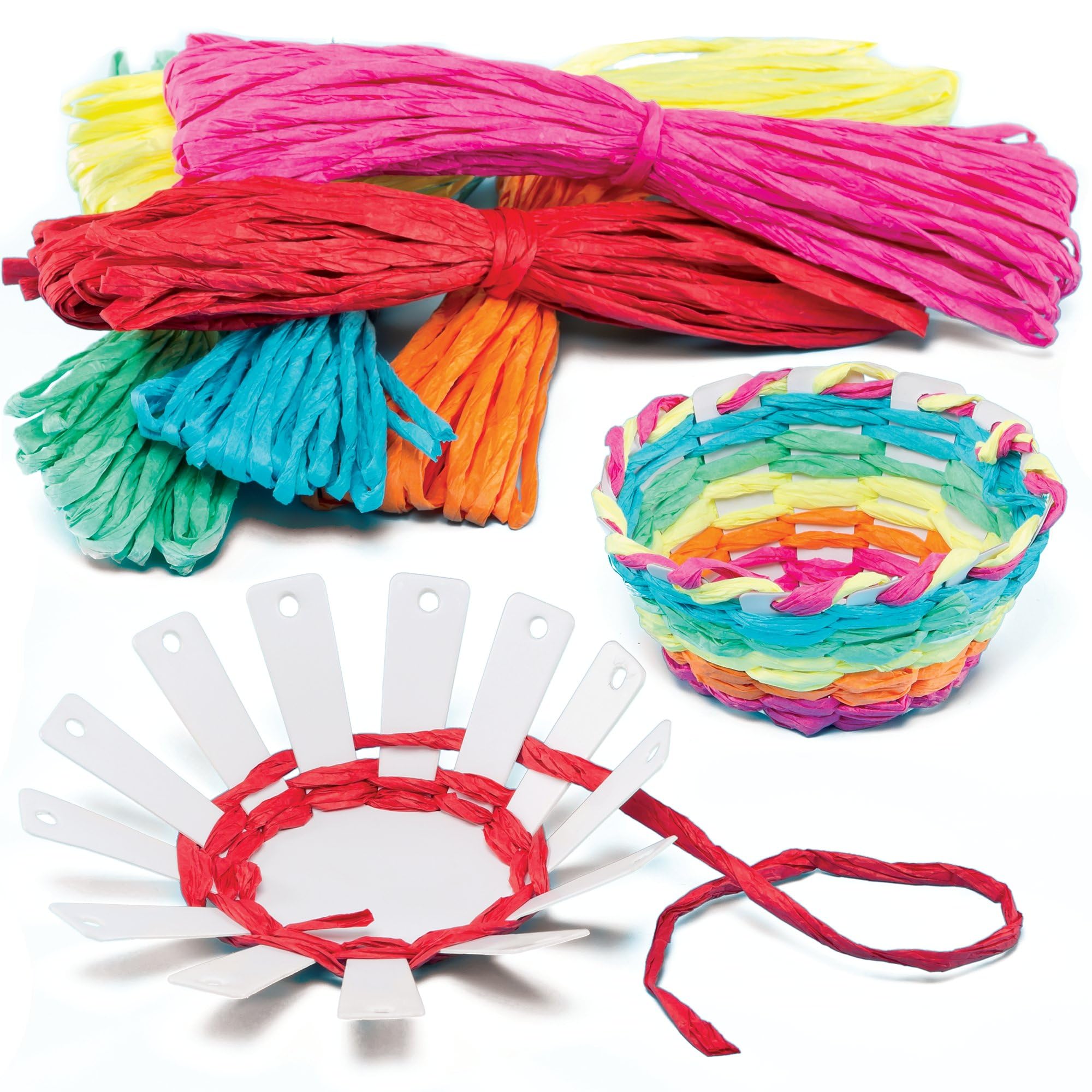 Baker Ross Basket Weaving Project Kit - Pack of 4 | Assorted Colors | 10cm Diameter