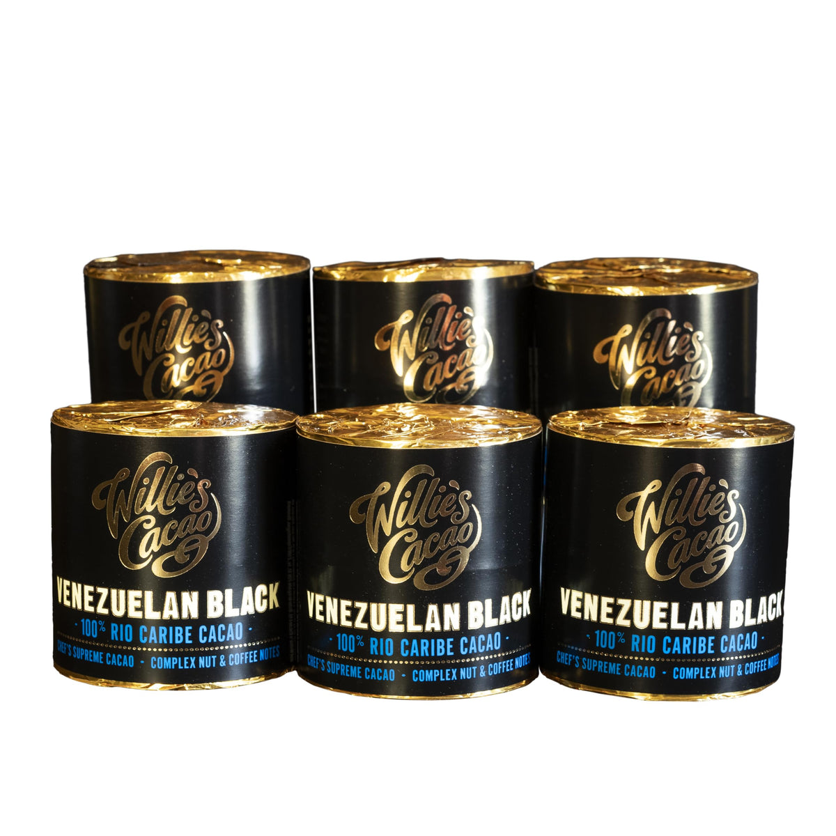 Willie's Cacao 100% Cacao Cocoa Block - Rio Caribe Black, 180g x 6