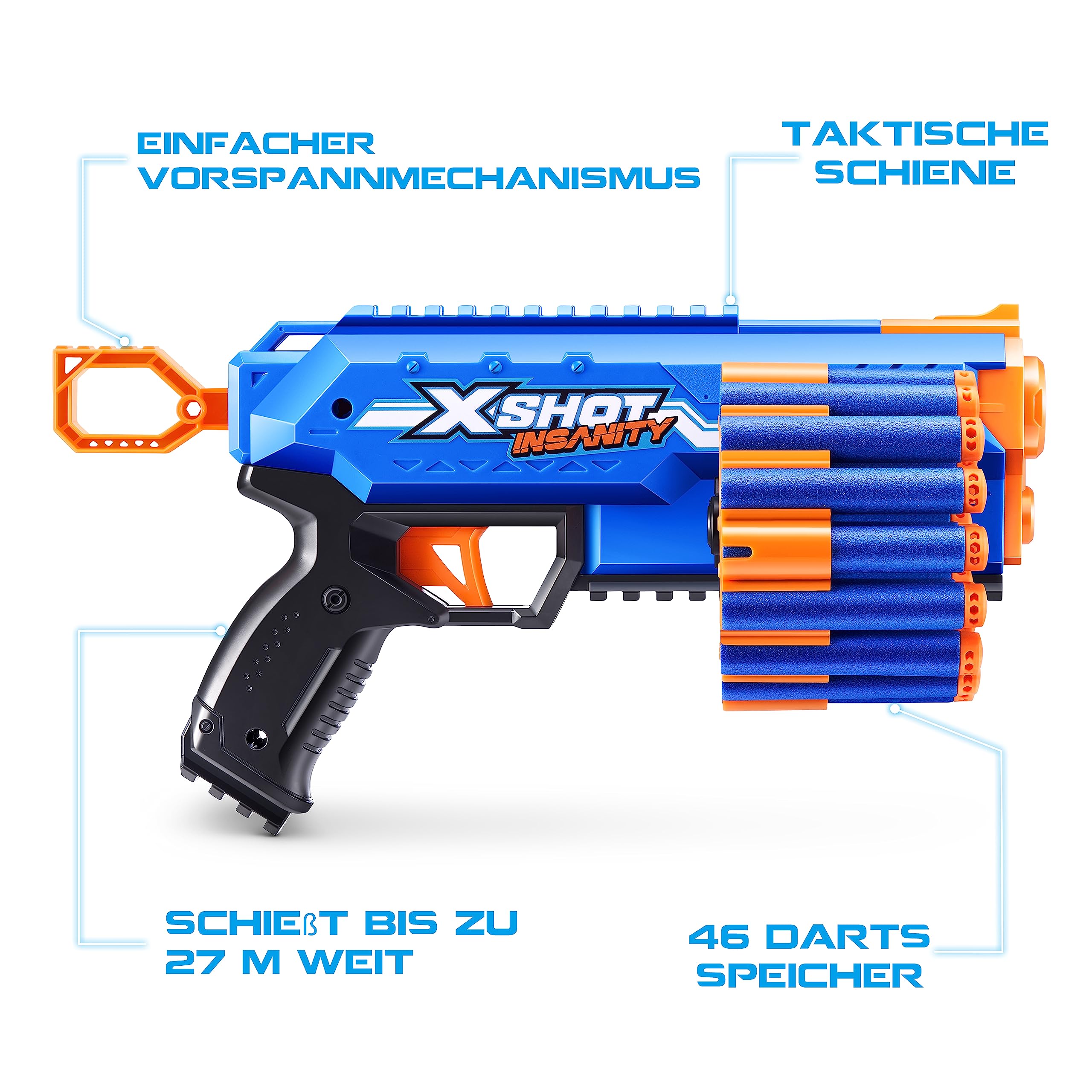 XSHOT Insanity Manic Blaster - 48 Dart Foam Blaster Set for Kids 8+ 3