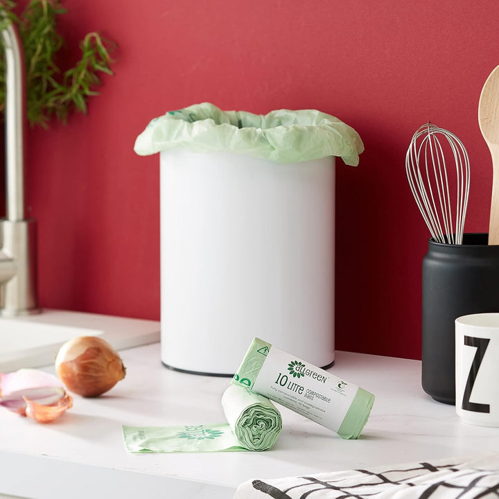 All-Green 10L-2 Compostable Bag for Kitchen Caddy - 10 Litre, 50 Bags (2 Rolls)