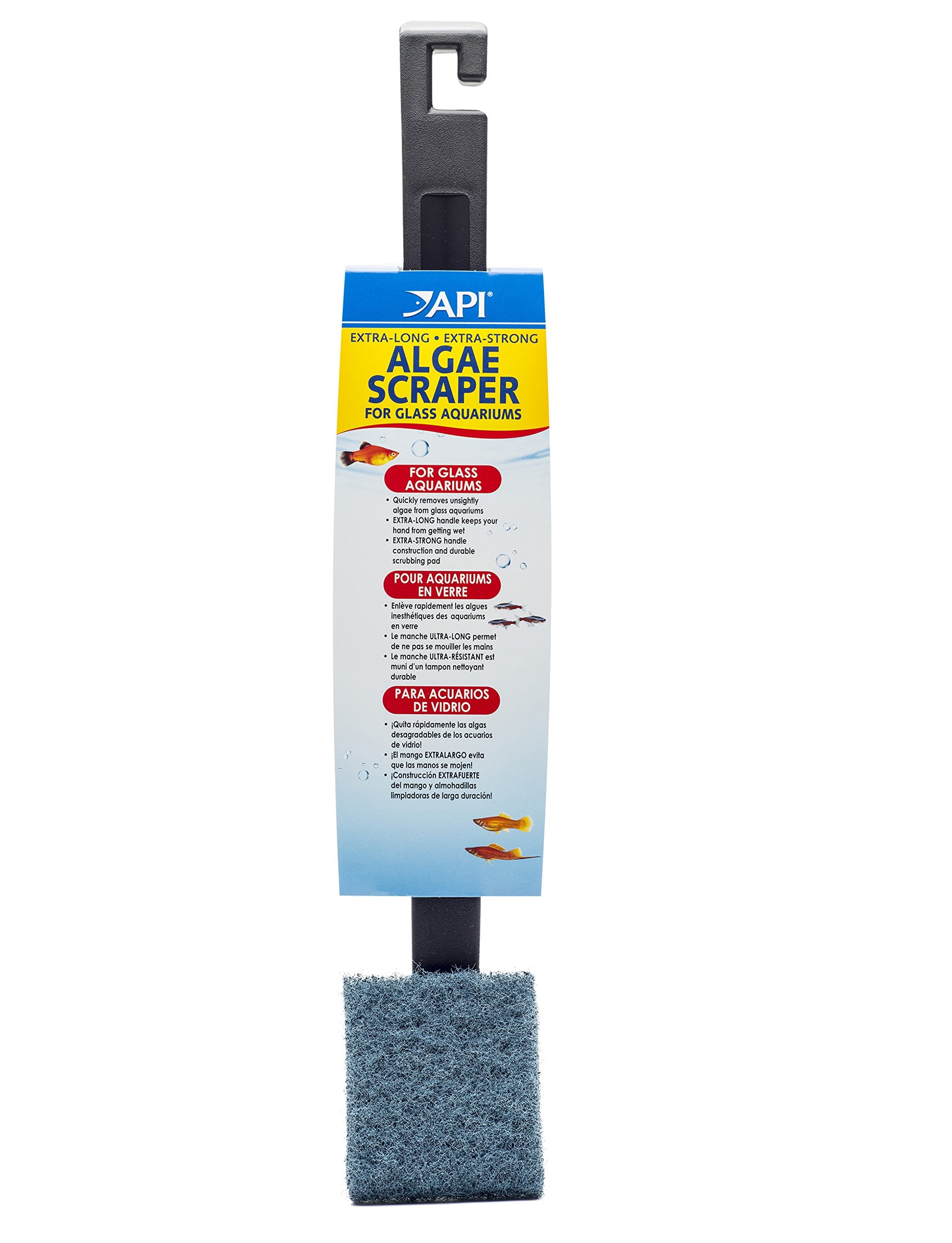 API Algae Scraper for Glass Aquariums - Extra Long Handle | Durable Scrubbing Pad | Model 21