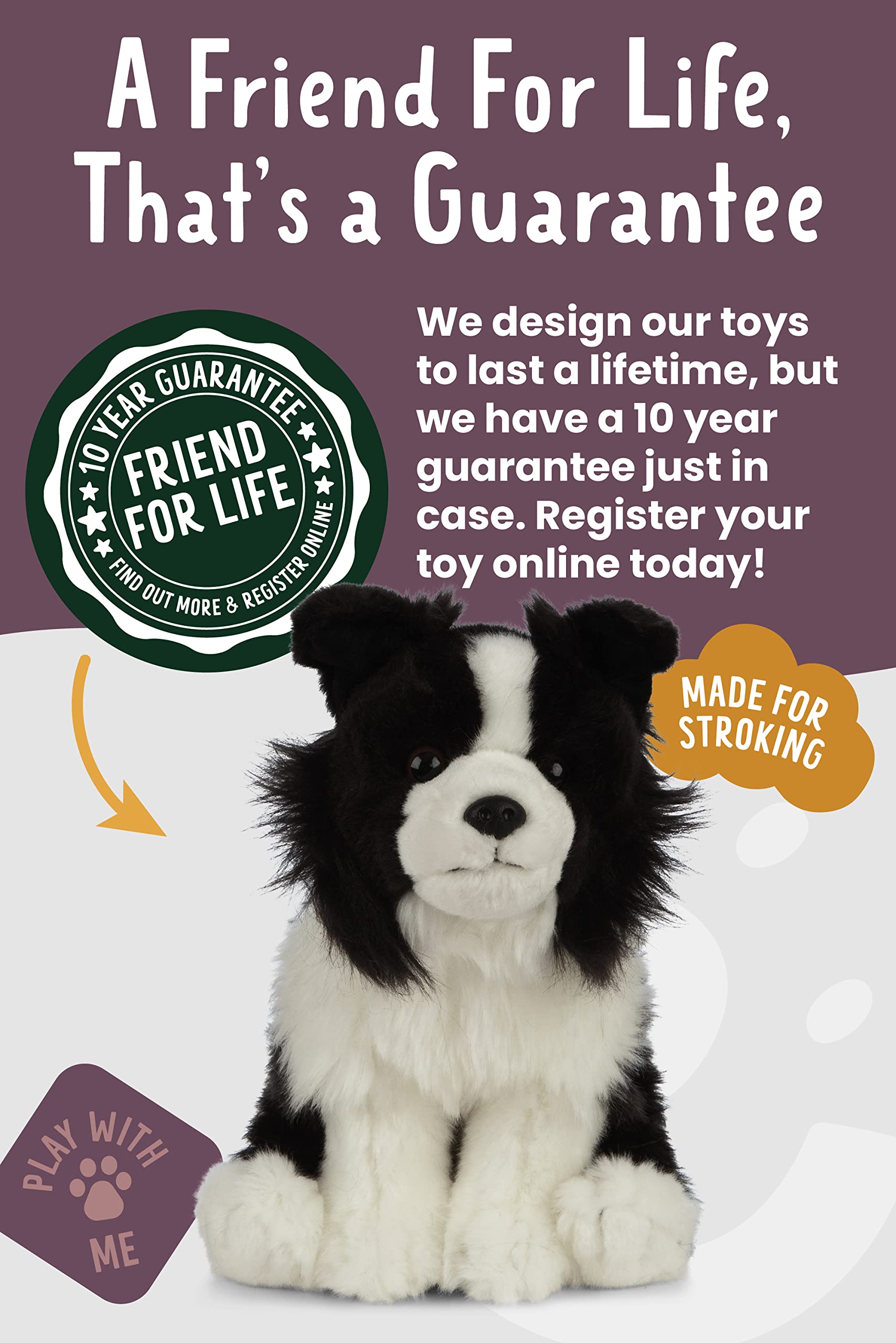 Living Nature Border Collie - Realistic Eco-Friendly Plush Dog Toy, 20cm 14