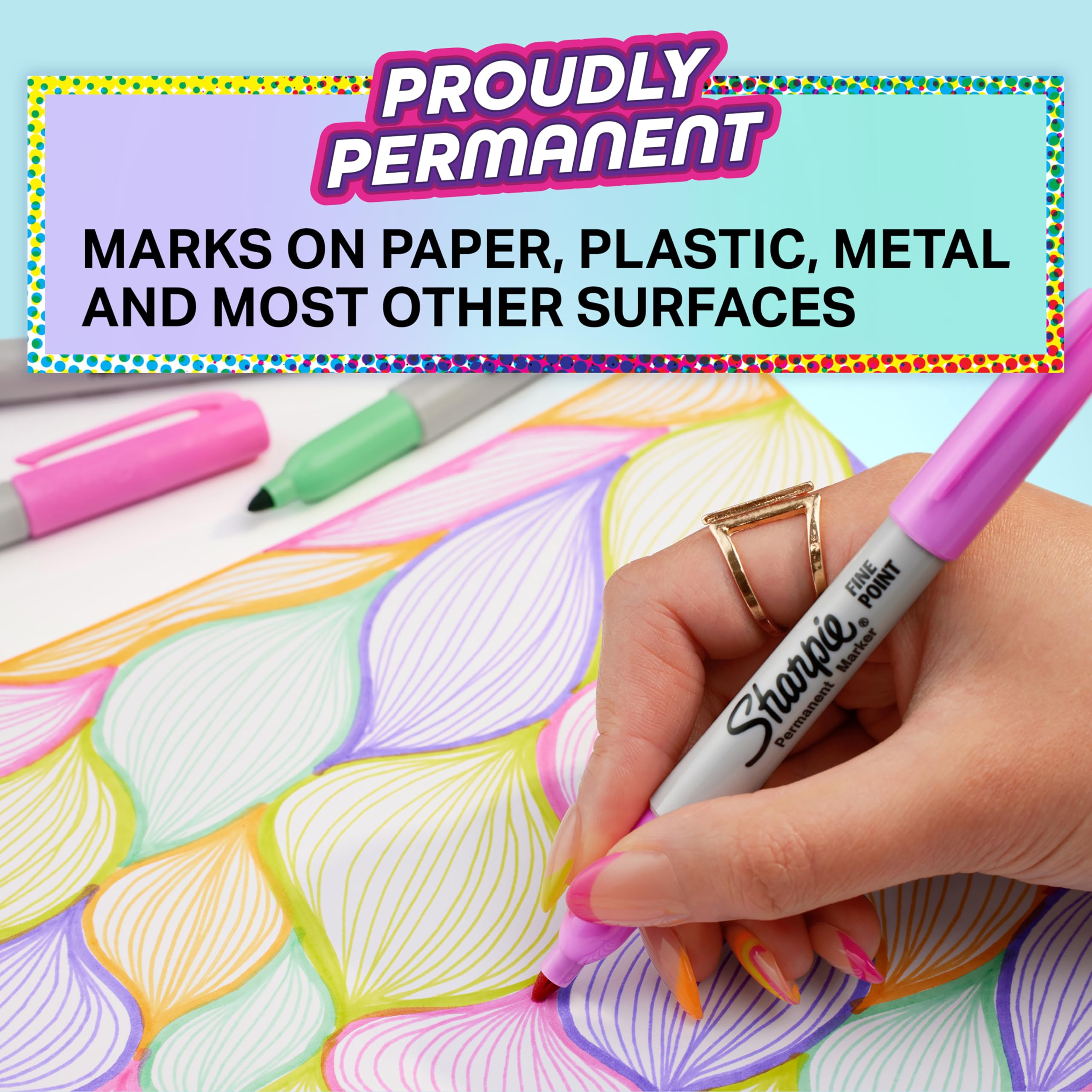 Sharpie Glam Pop Permanent Markers | Fine Point for Bold Details | Assorted 2