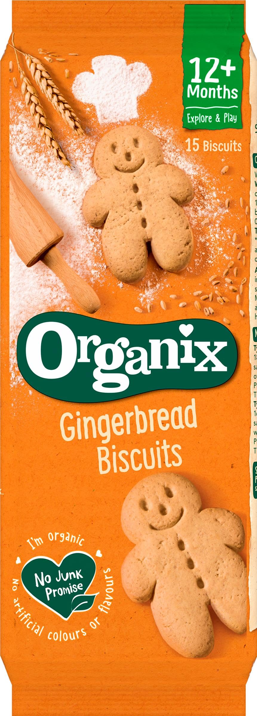 Organix Gingerbread Men Organic Toddler Snack Biscuits 12+ Months 135g