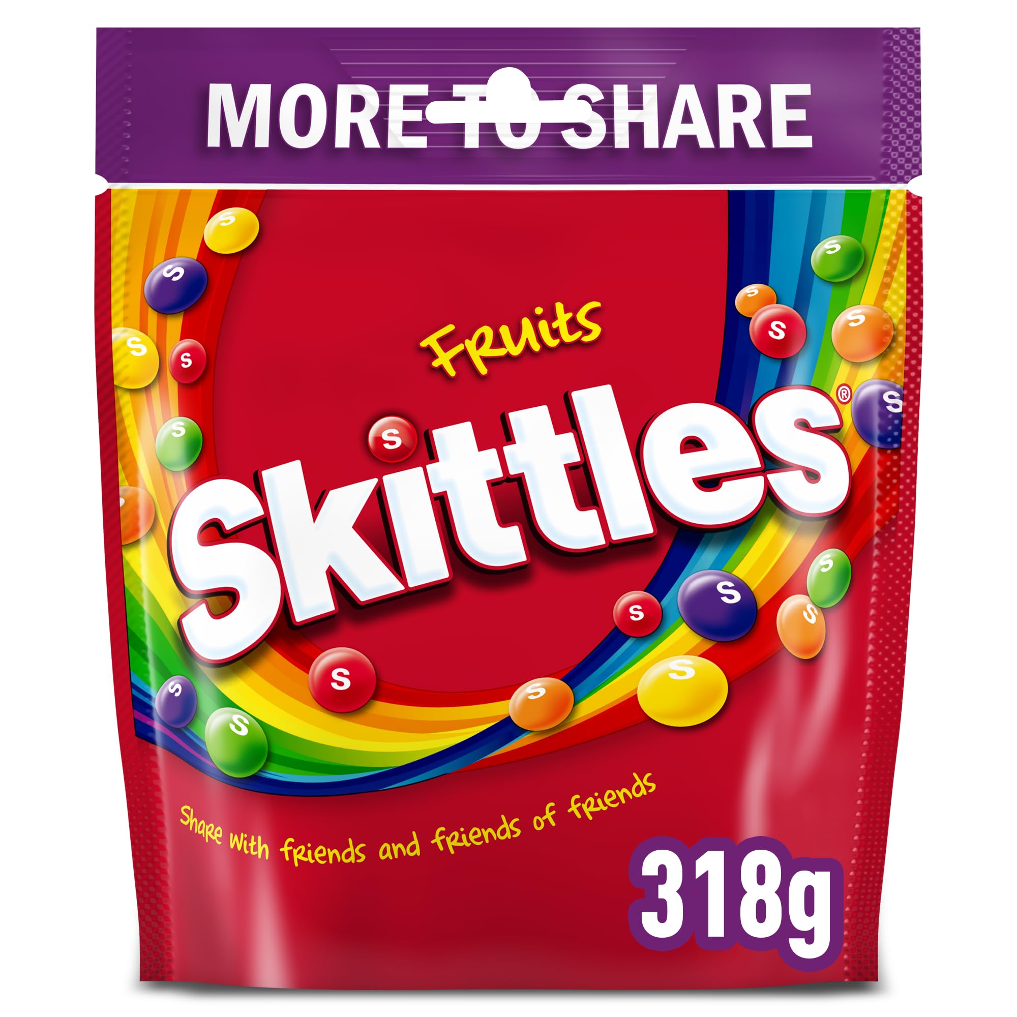 Skittles Vegan Chewy Sweets Fruit Flavoured Sharing Pouch Bag 318g 1