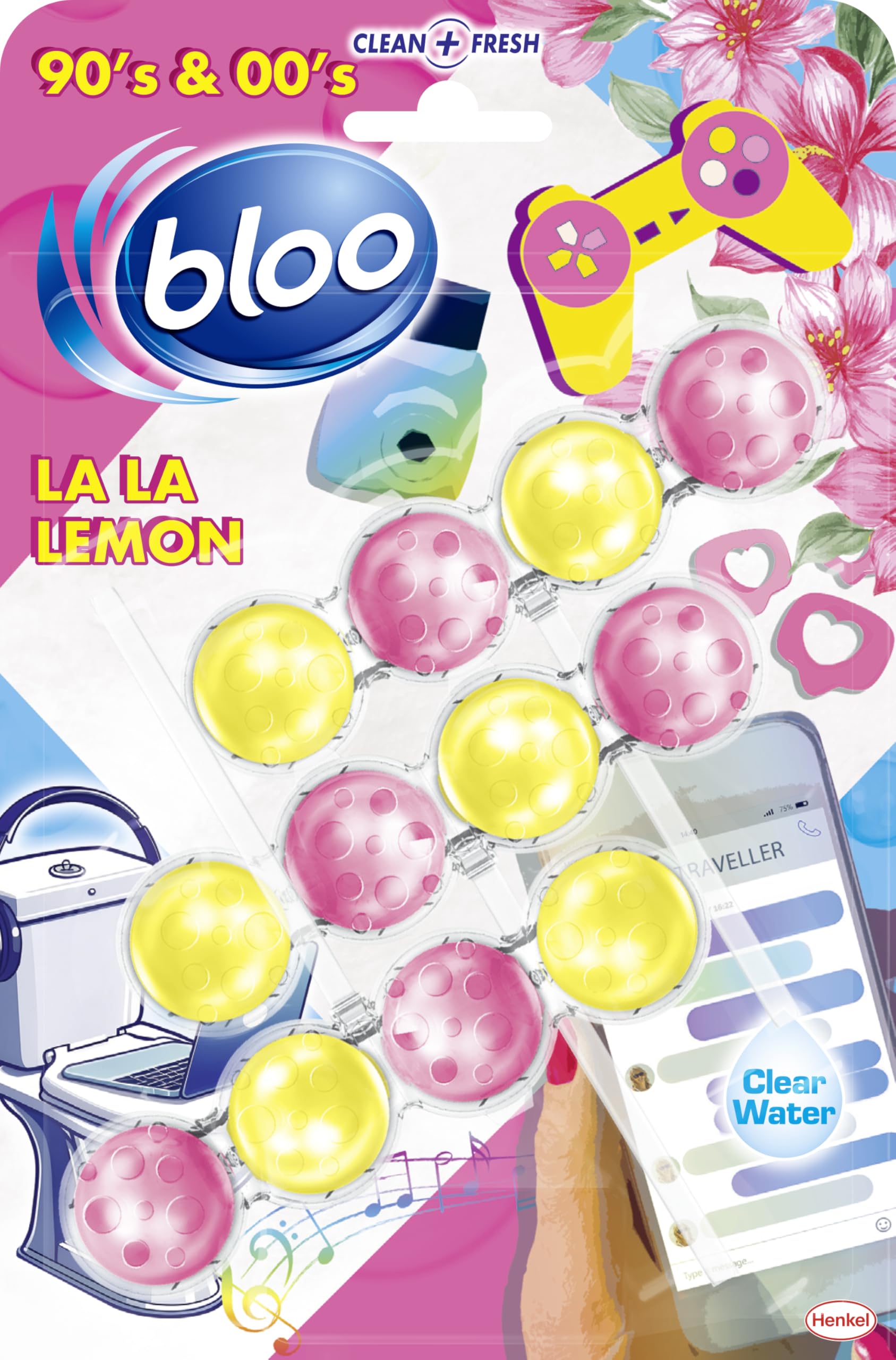 Bloo La La Lemon Toilet Rim Block (50g) - Lemon & Magnolia Scent with 4-Function Formula 1