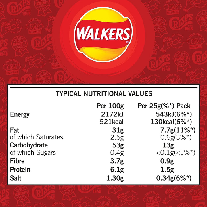 Walkers Ready Salted Multipack Crisps 6x25g