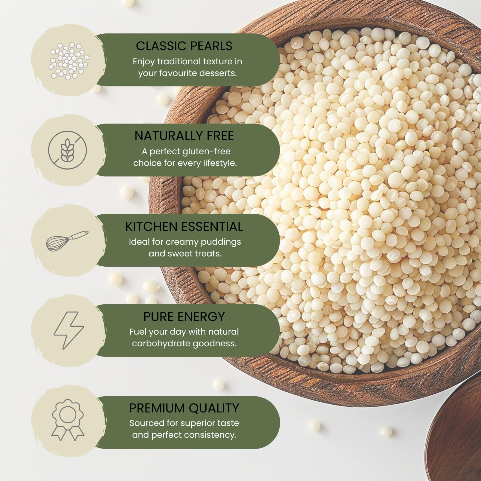 Minton & Donello Tapioca Seed Pearls - Soft, Light & Chewy | 500g Pack 4
