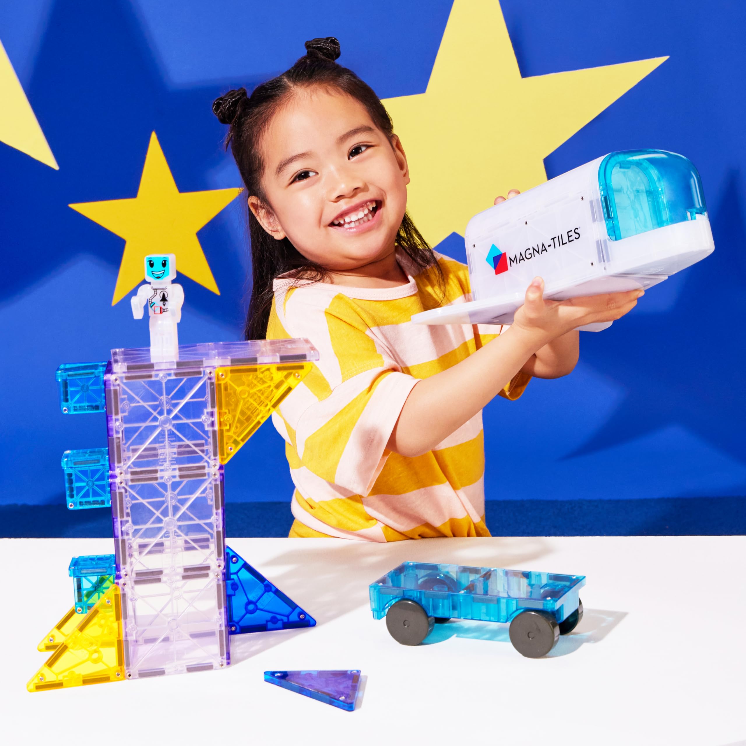 Magna-Tiles Space 32-Piece Magnetic Construction Set - Space Shuttle with Storage, Ages 3+ 2