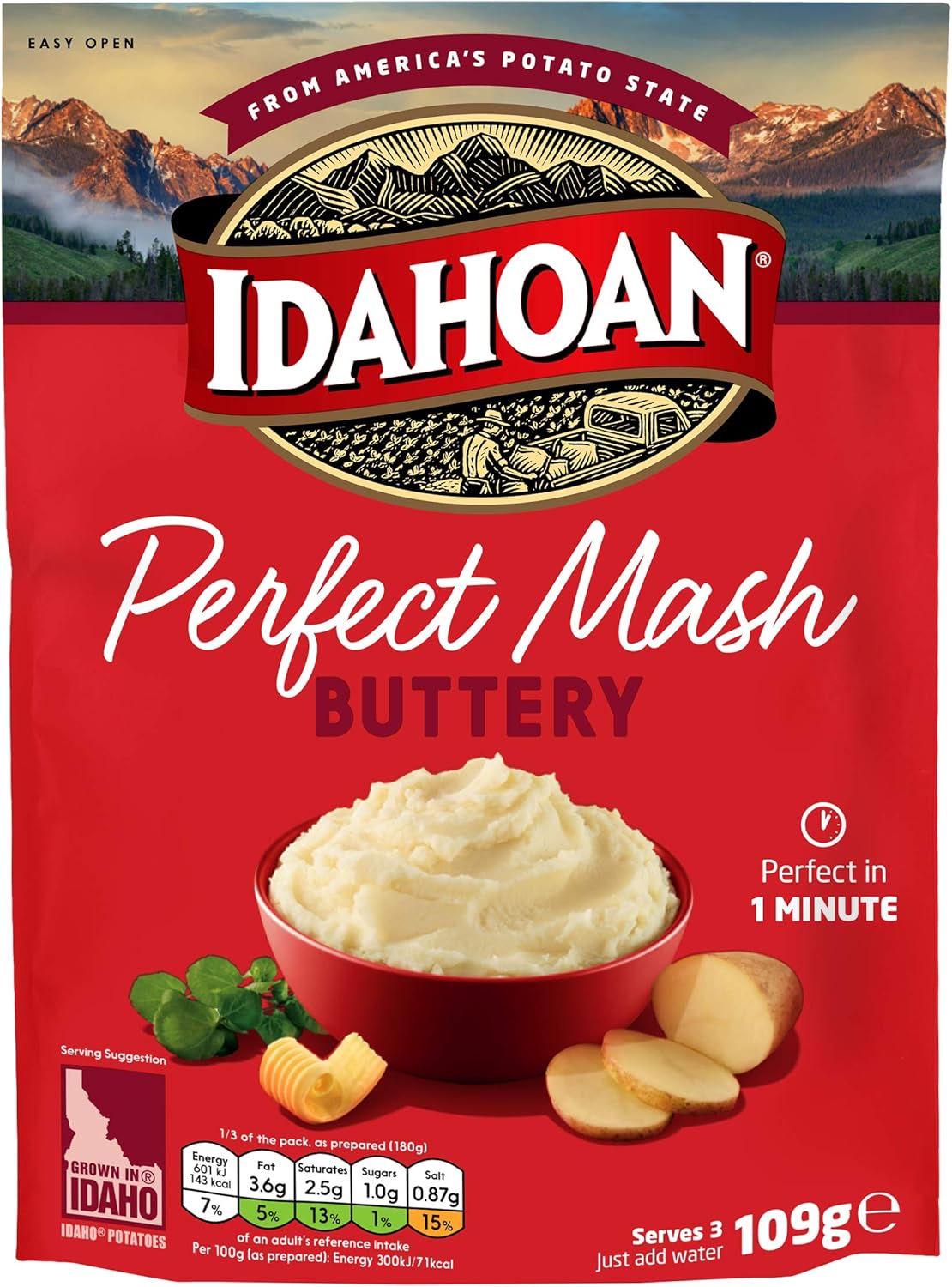 Idahoan Buttery Potato Mash - Instant Mashed Potatoes, Pack of 12 1