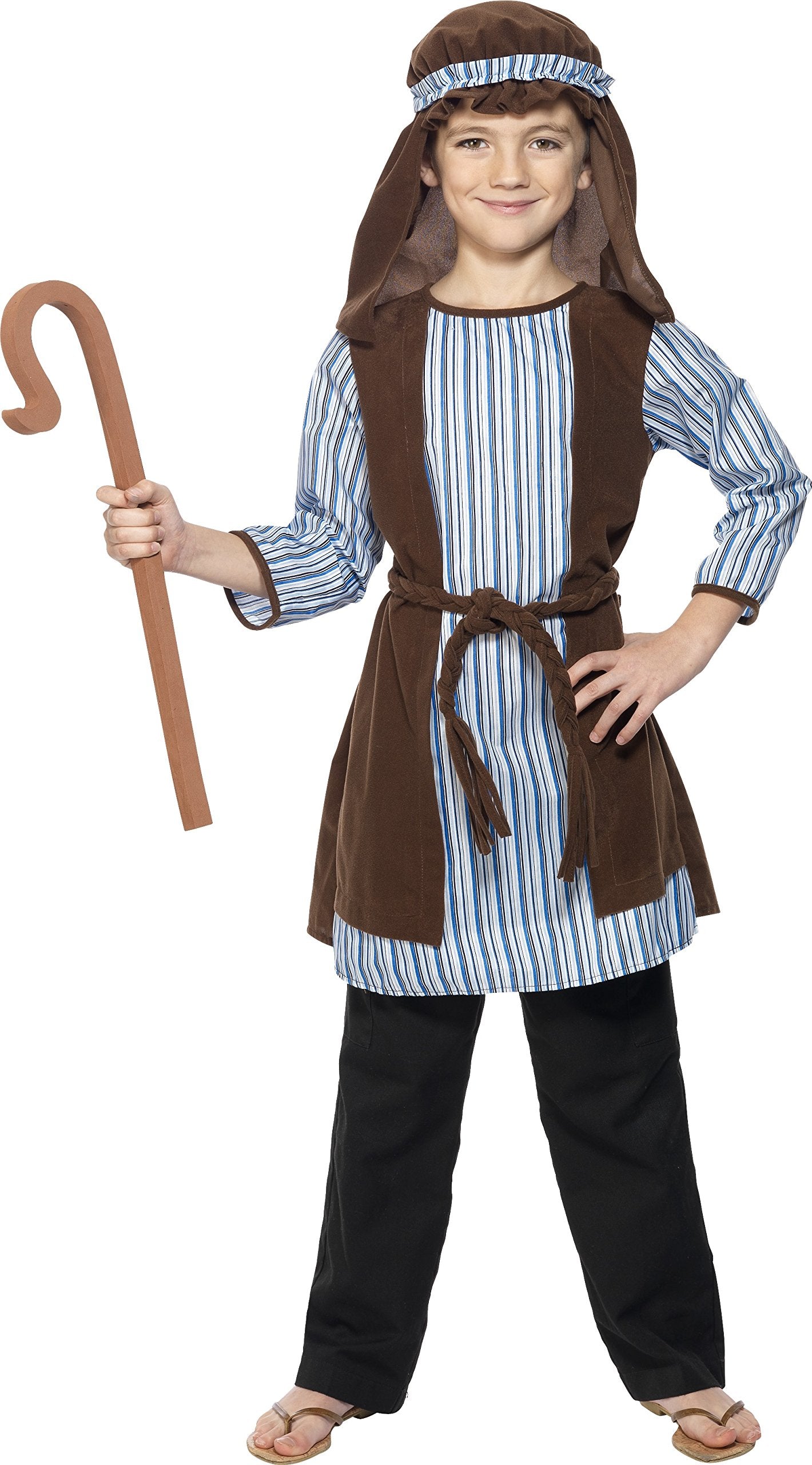 Smiffys Kids Deluxe Shepherd Costume - Brown, Age 7-9 Years 1