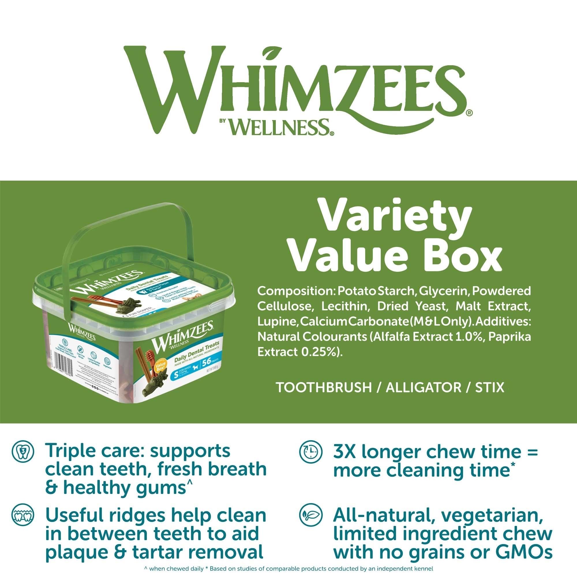 WHIMZEES Variety Box Dental Sticks - 56 Pieces, Size S for Small Dogs, Natural & Grain Free 5