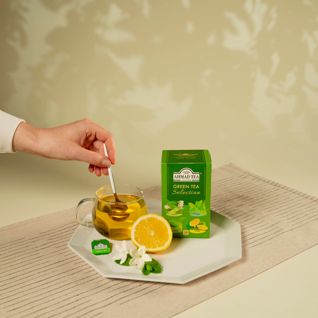 Ahmad Tea Green Tea Selection Pack - 20 Teabags with Jasmine, Mint & Lemon Varieties
