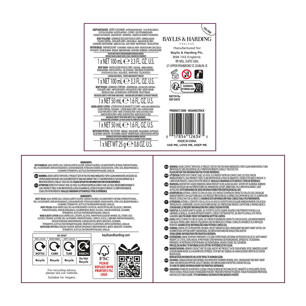 Baylis & Harding Midnight Cherry Luxury Pamper Present Gift Set - Vegan Friendly, Hydrating 7