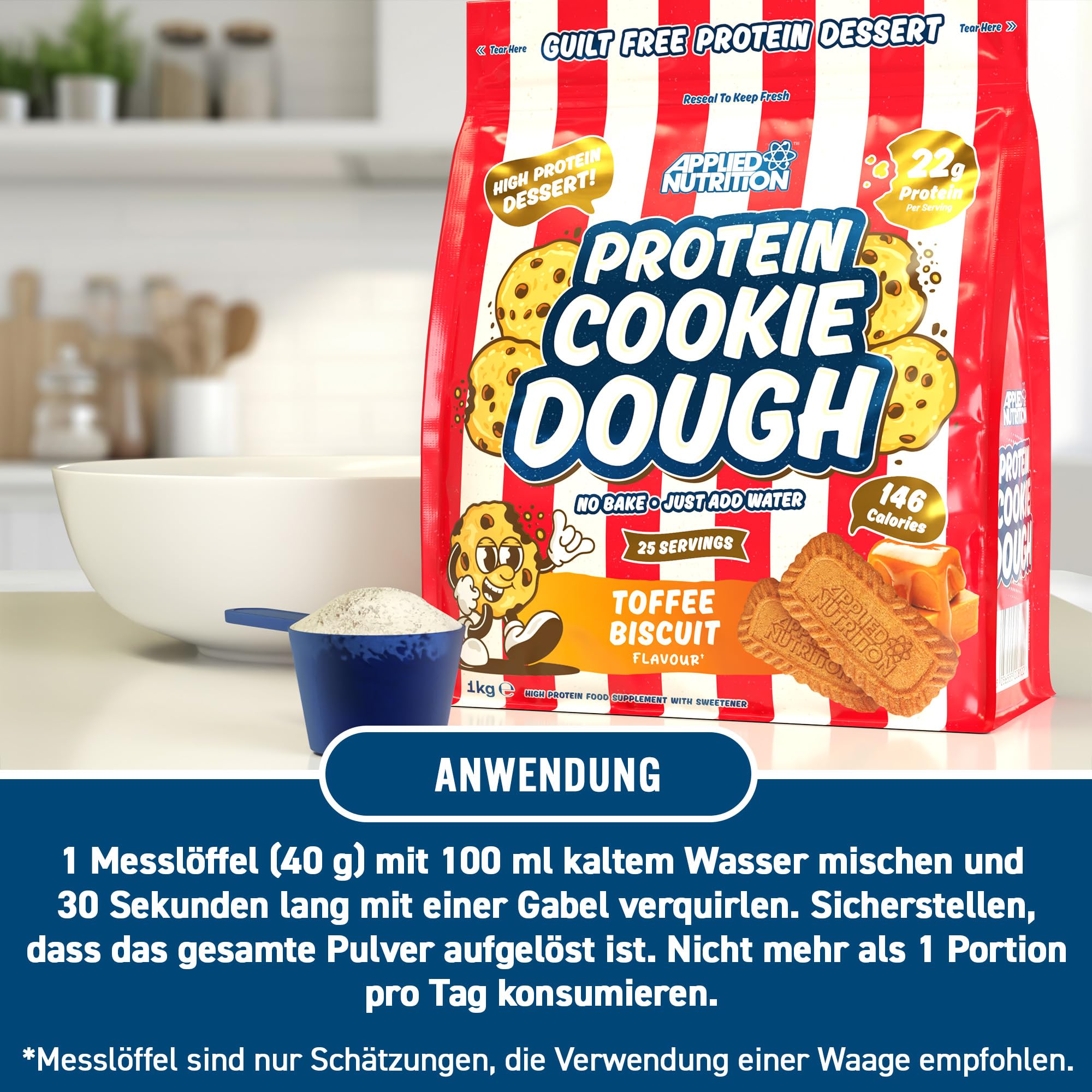 Applied Nutrition Protein Cookie Dough - High Protein Snack, Over 22g Protein | 1kg 5