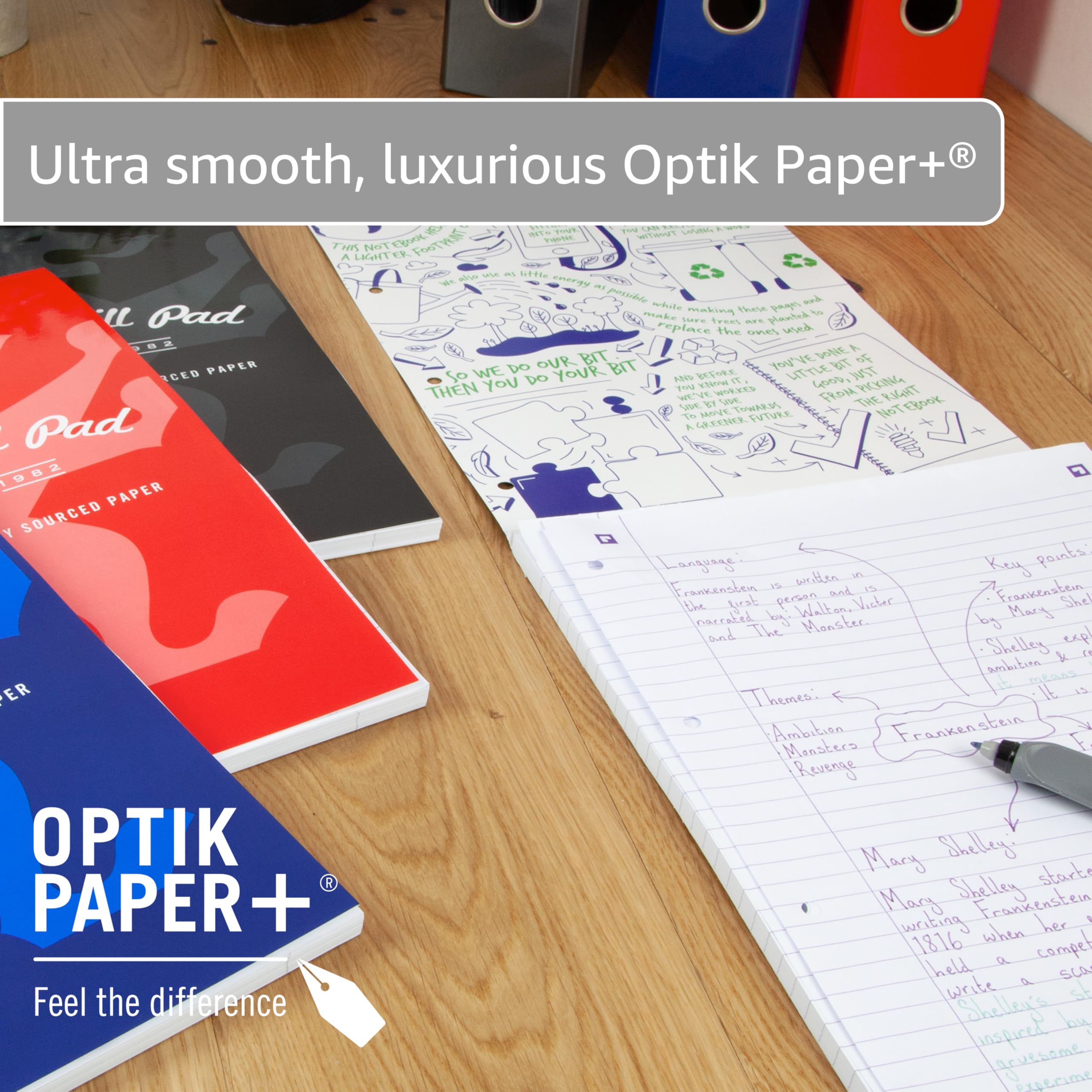 Oxford Campus A4 Lined Refill Pad - 140 Pages, Pastel Colours, 8mm Ruled with Margin | Pack of 3 2