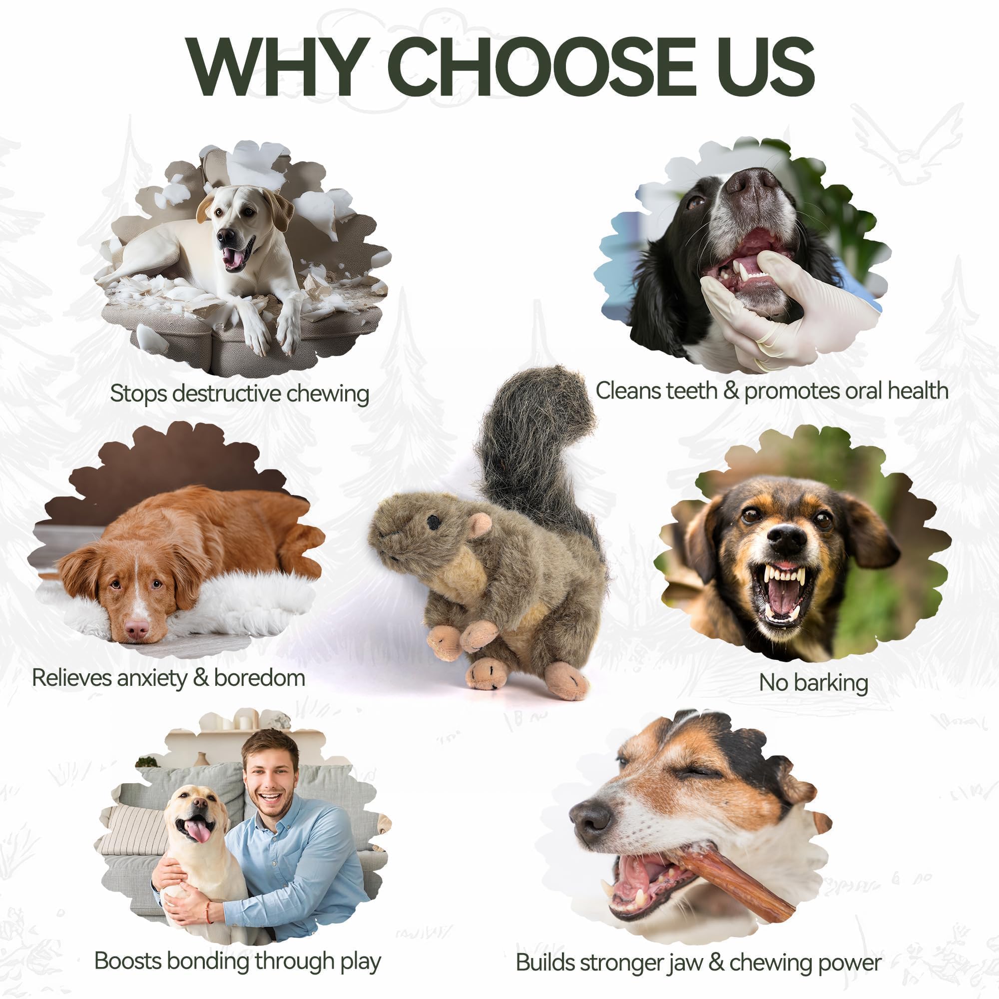 ALL FOR PAWS Squirrel Plush Dog Toy with Squeaker | Small Size | Lightweight 4