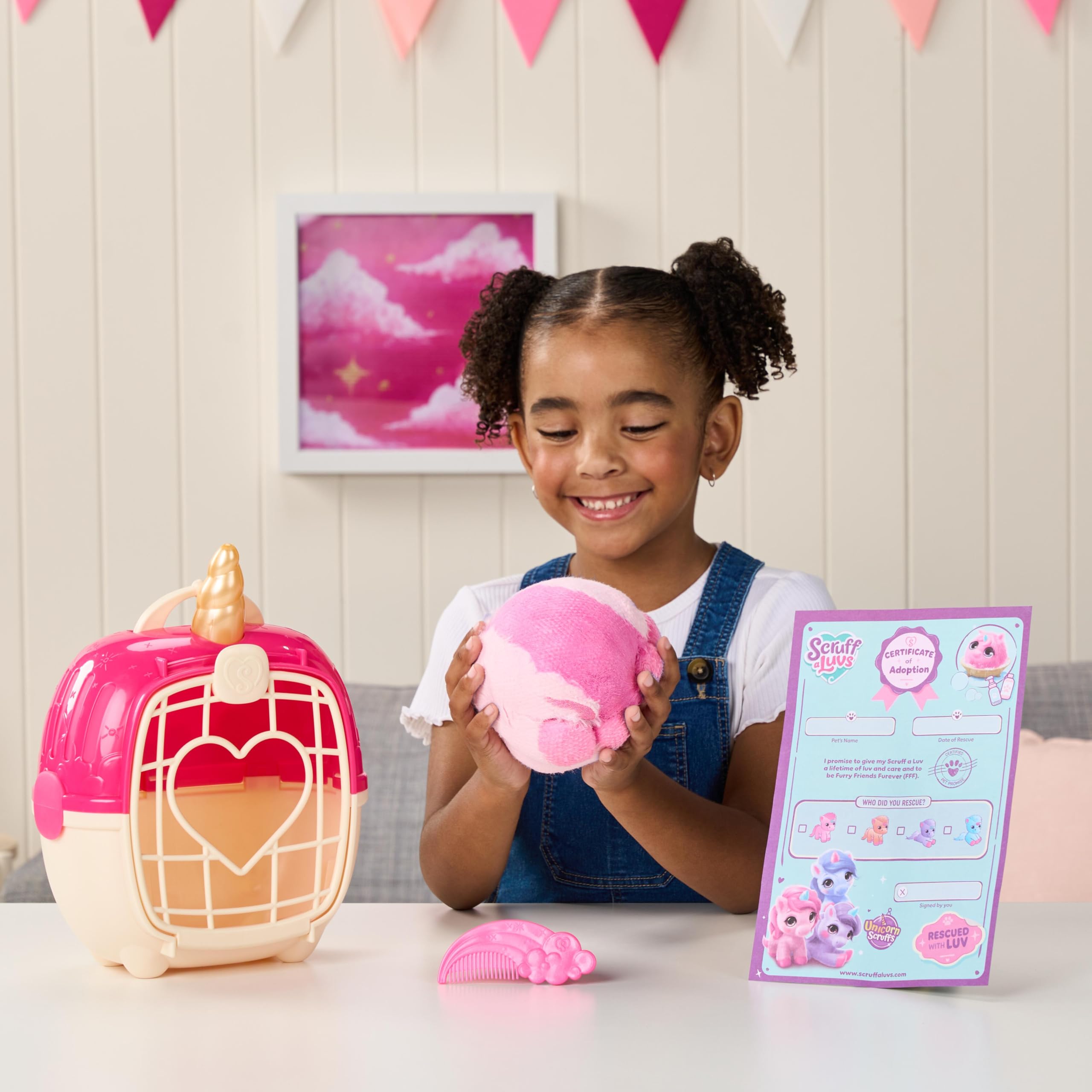 SCRUFFALUVS Unicorn Scruffs - Pink Plush Toy, 19cm | Wash to Reveal | Ages 2+ 2