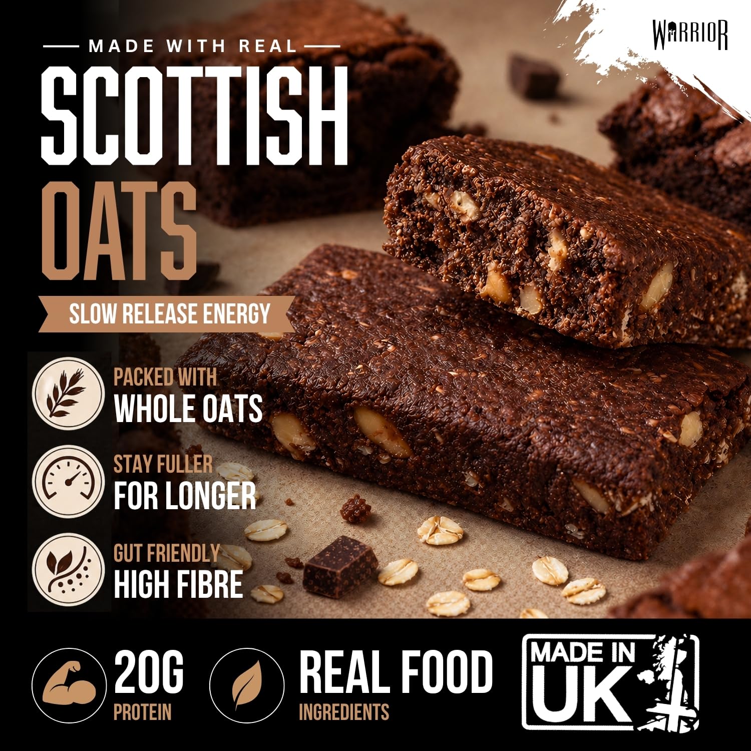 Warrior RAW Protein Bars - 20g High Protein, Low Sugar | Double Chocolate | 12 x 75g Pack 4