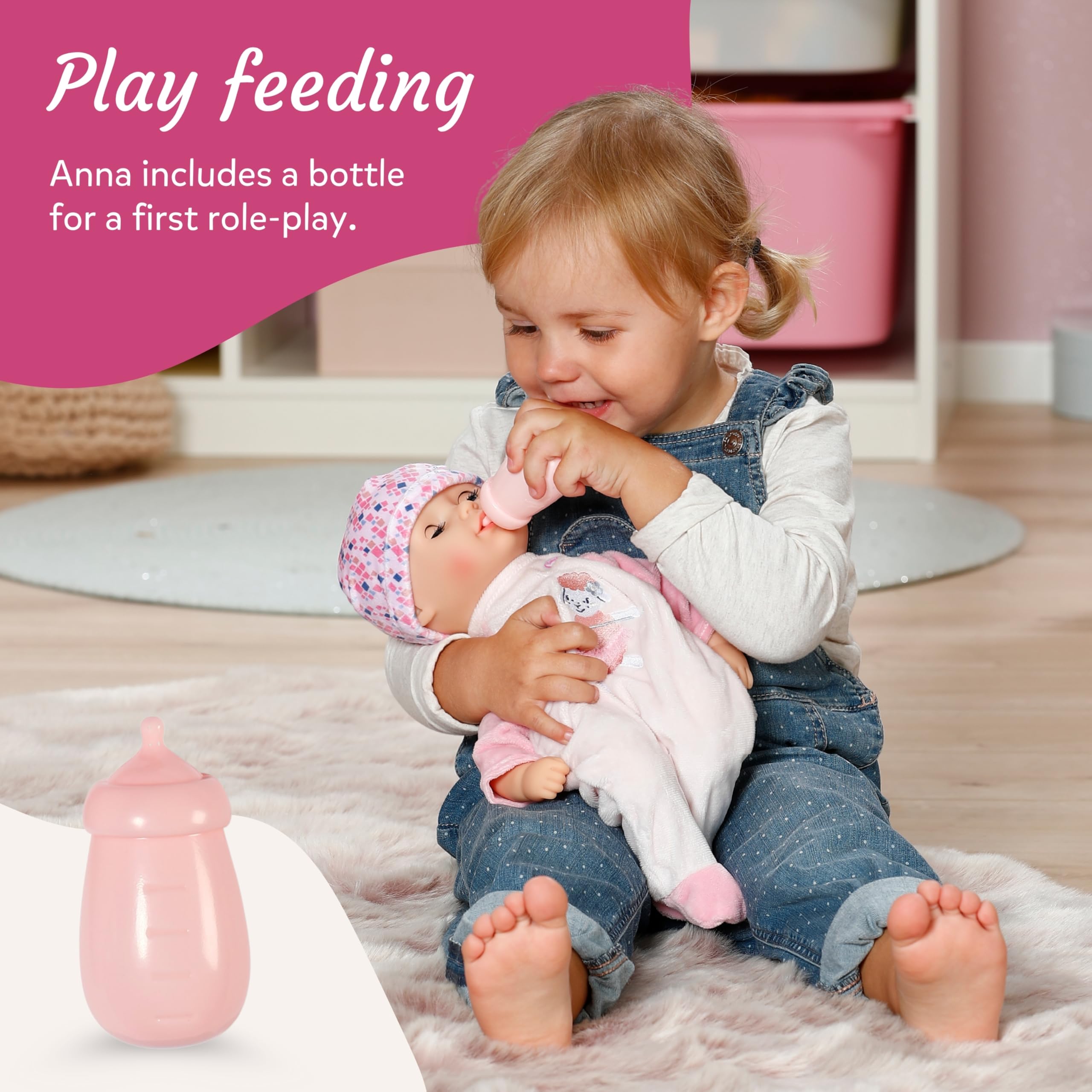 Baby Annabell Anna Rose - 36 cm Soft Baby Doll for Toddlers with Pink Romper & Sleeping Eyes