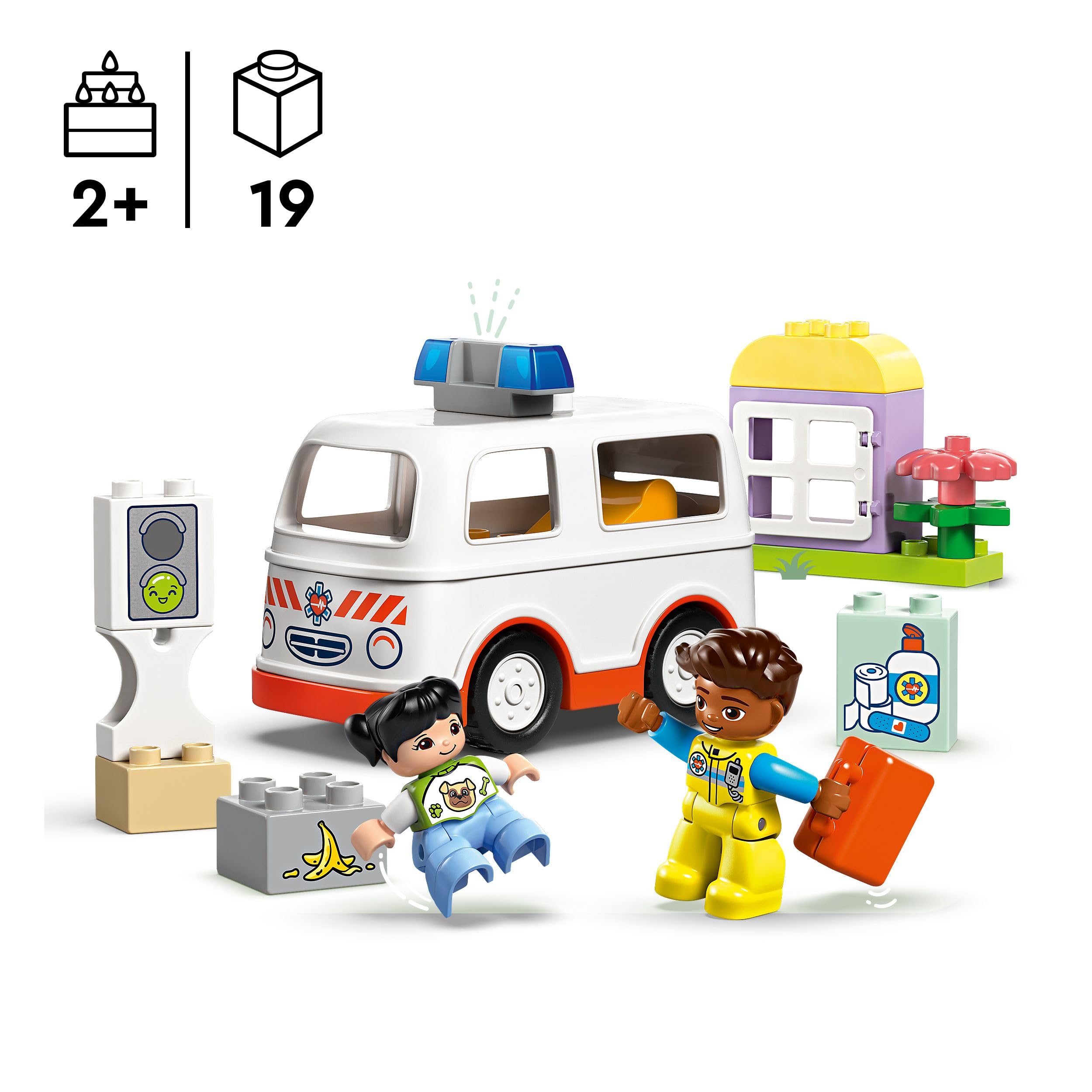 LEGO DUPLO Ambulance & Driver Set - Educational Role Play Toy for Toddlers 2+ 3