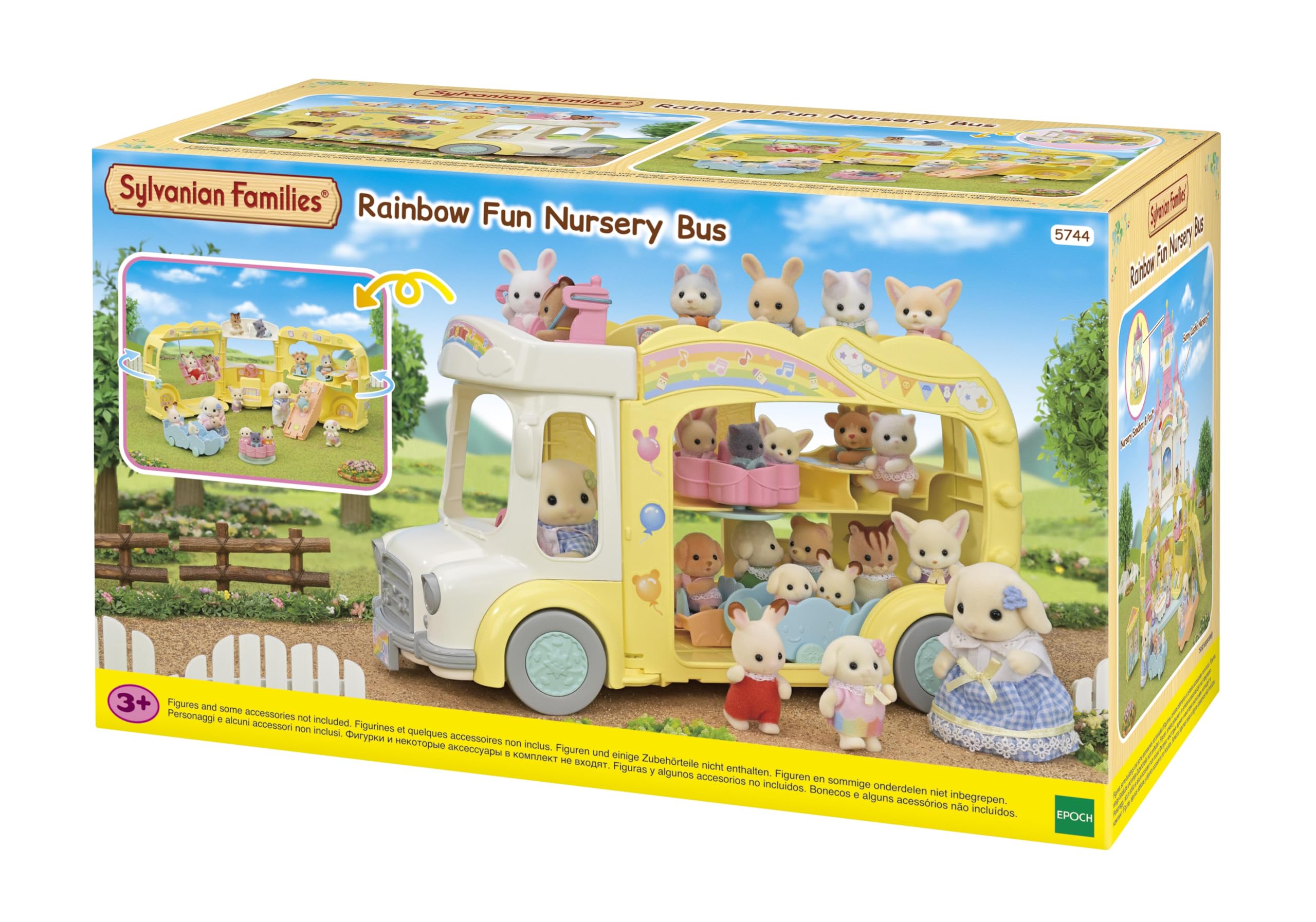 Sylvanian Families Rainbow Fun Nursery Bus Playset | Seats 28 Babies | Ages 3+