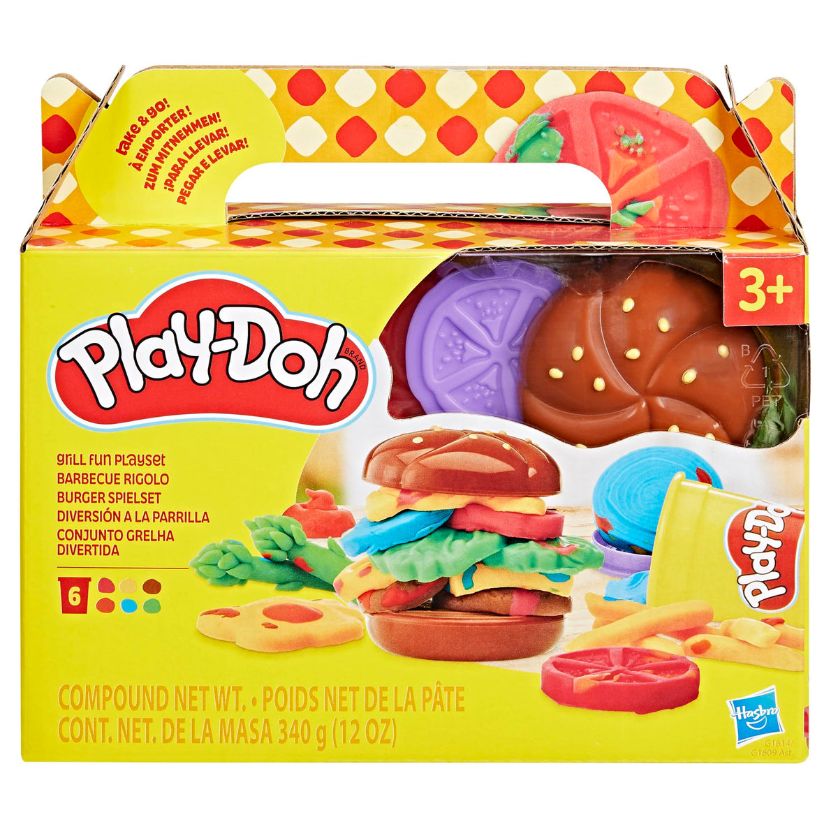 Play-Doh Grill Fun Playset - Ages 3+ | 6 Cans Compound | Includes Grill Press & Tools 7