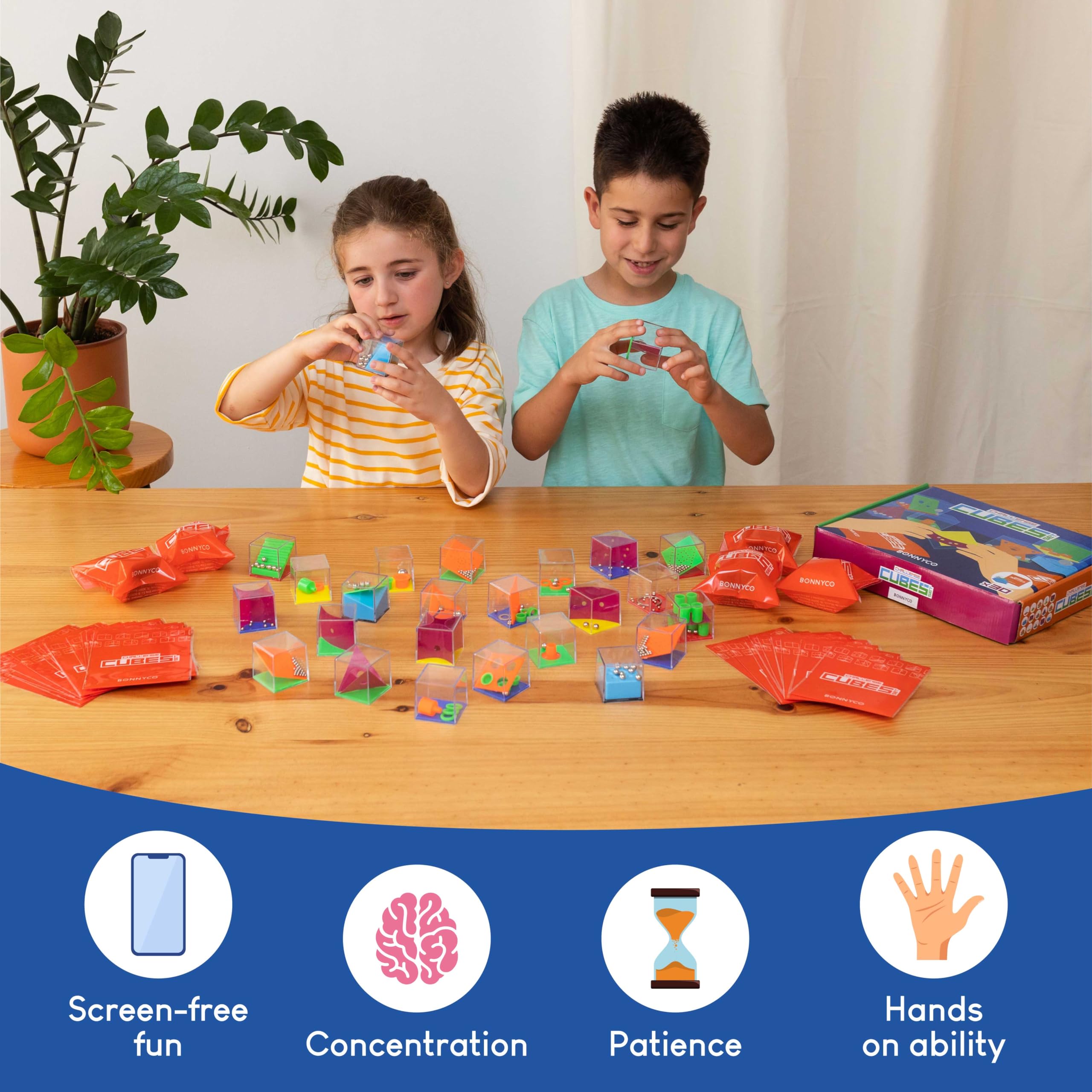 BONNYCO Challenge Cubes - 30 Mini Puzzle Games for Kids Party Bags | Unisex | Ages 3+ 4